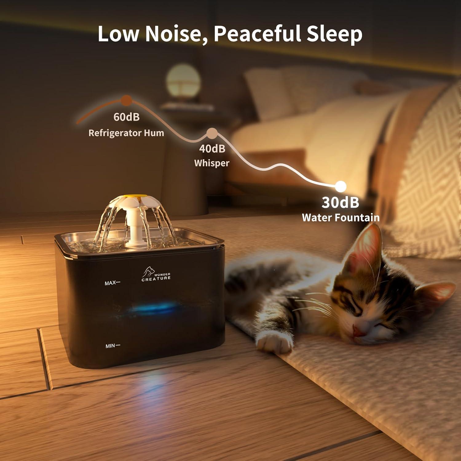 Fuente de Agua para Gatos Wonder Creature 3L Acero Inoxidable LED