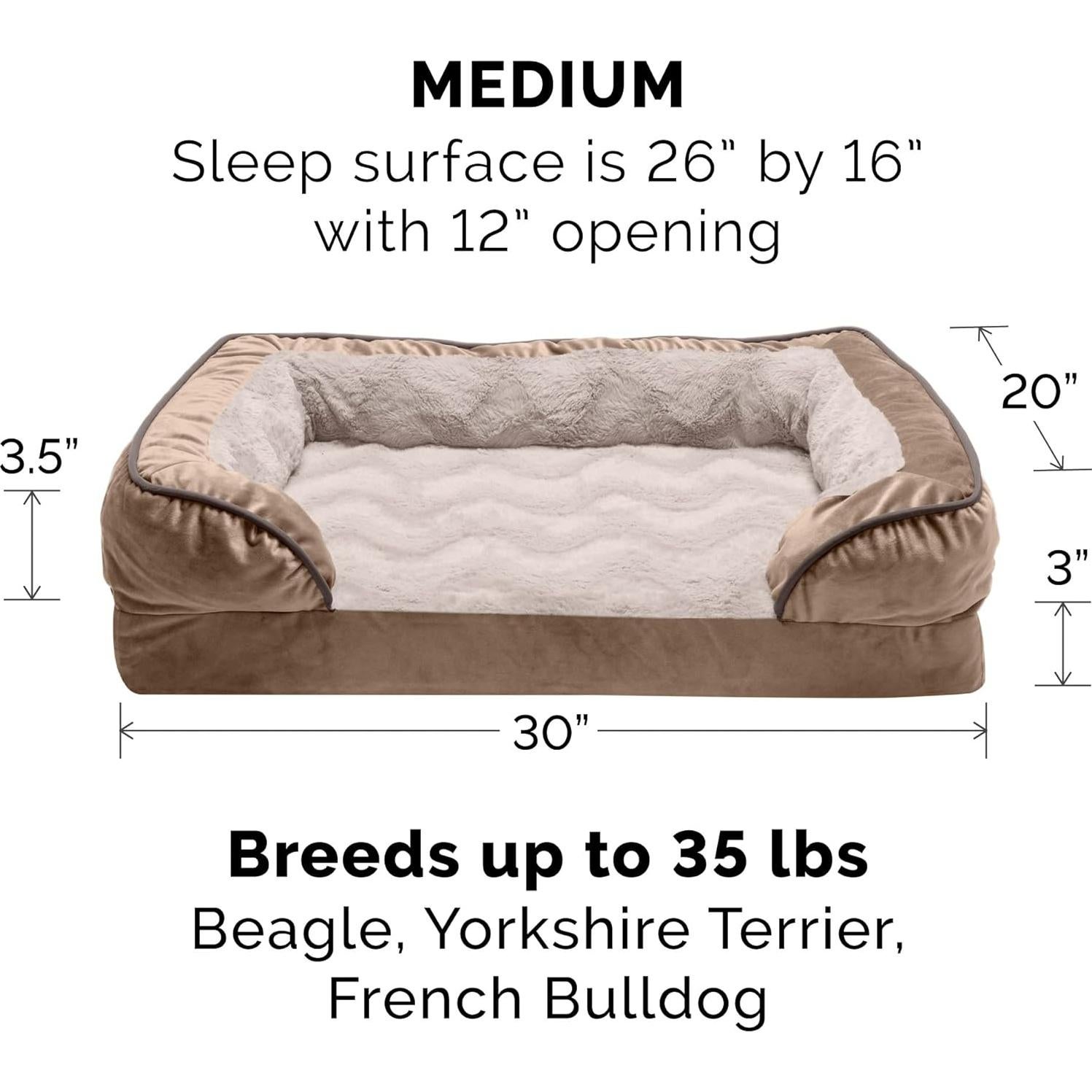 Cama para Perros Furhaven Mediana Espuma Viscoelástica 76x51cm