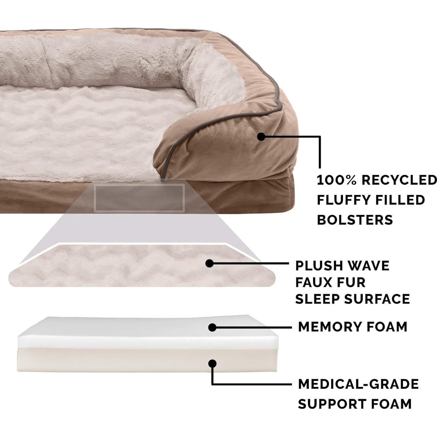 Cama para Perros Furhaven Mediana Espuma Viscoelástica 76x51cm