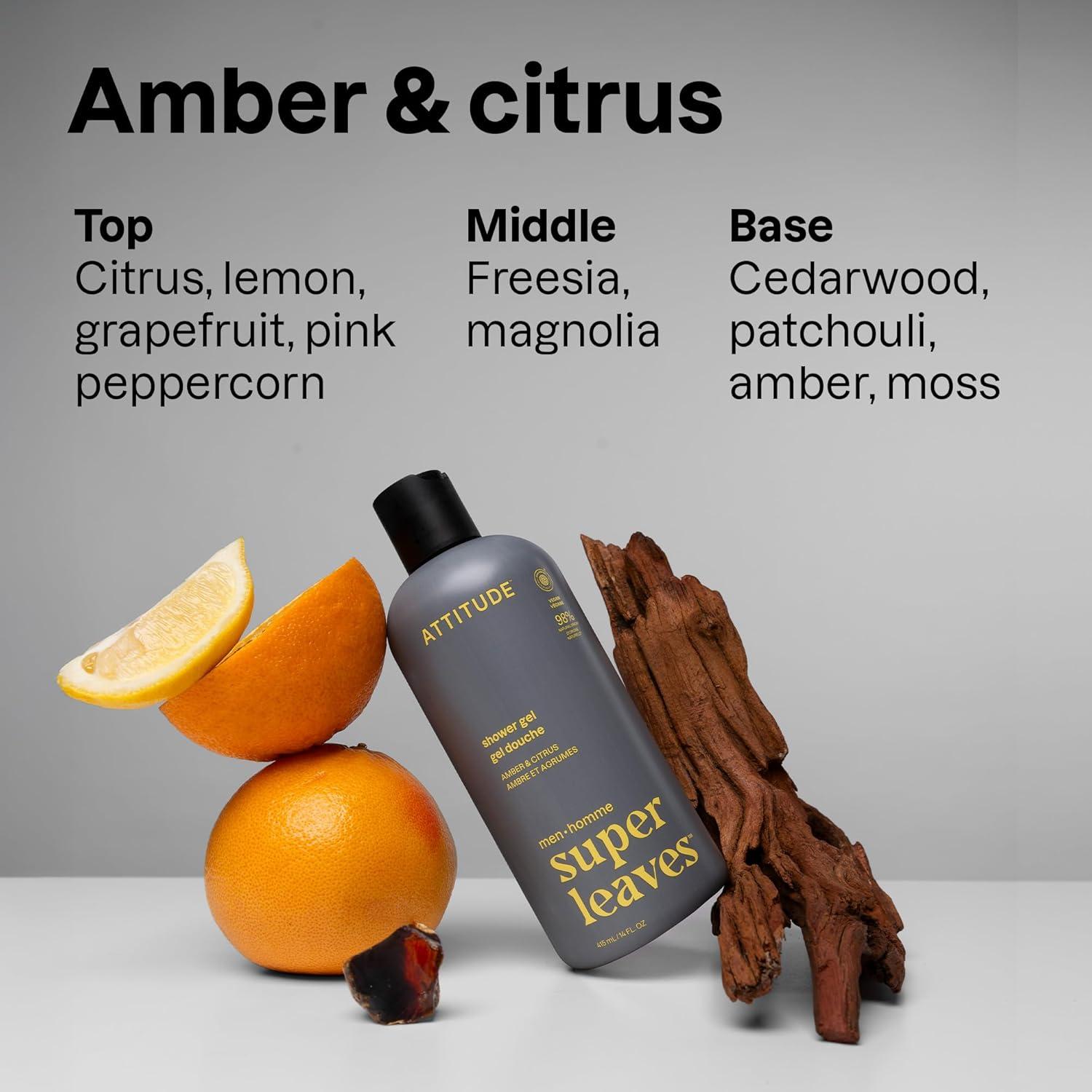 Gel de Ducha ATTITUDE para Hombres 414 ml - Ámbar y Cítricos