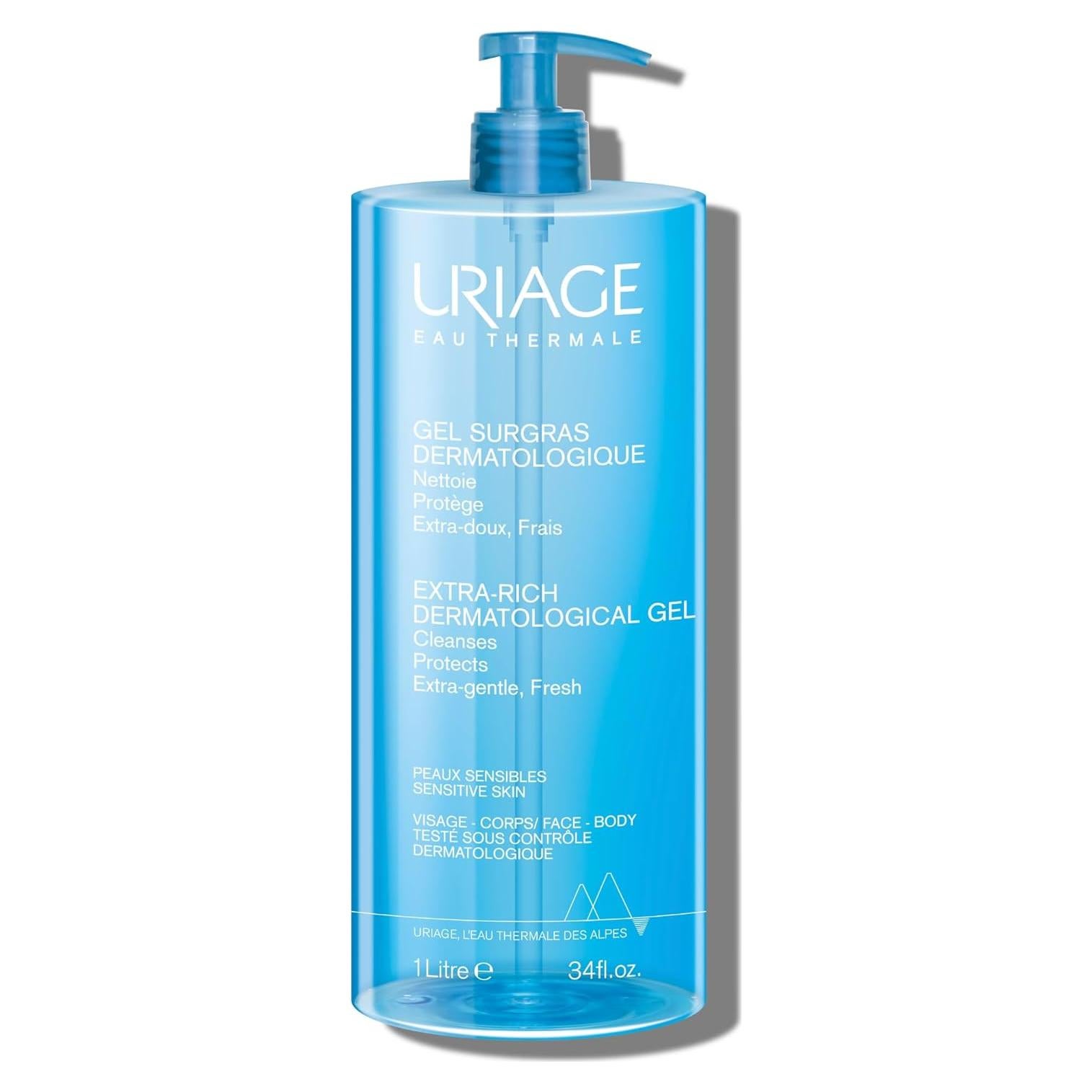 URIAGE Extra-Rich Dermatological Gel | Foaming Body Wash for Sensitive Skin, Preserves the Hydrolipidic Film of the Skin, Face & Body, Paraben & Soap-Free
