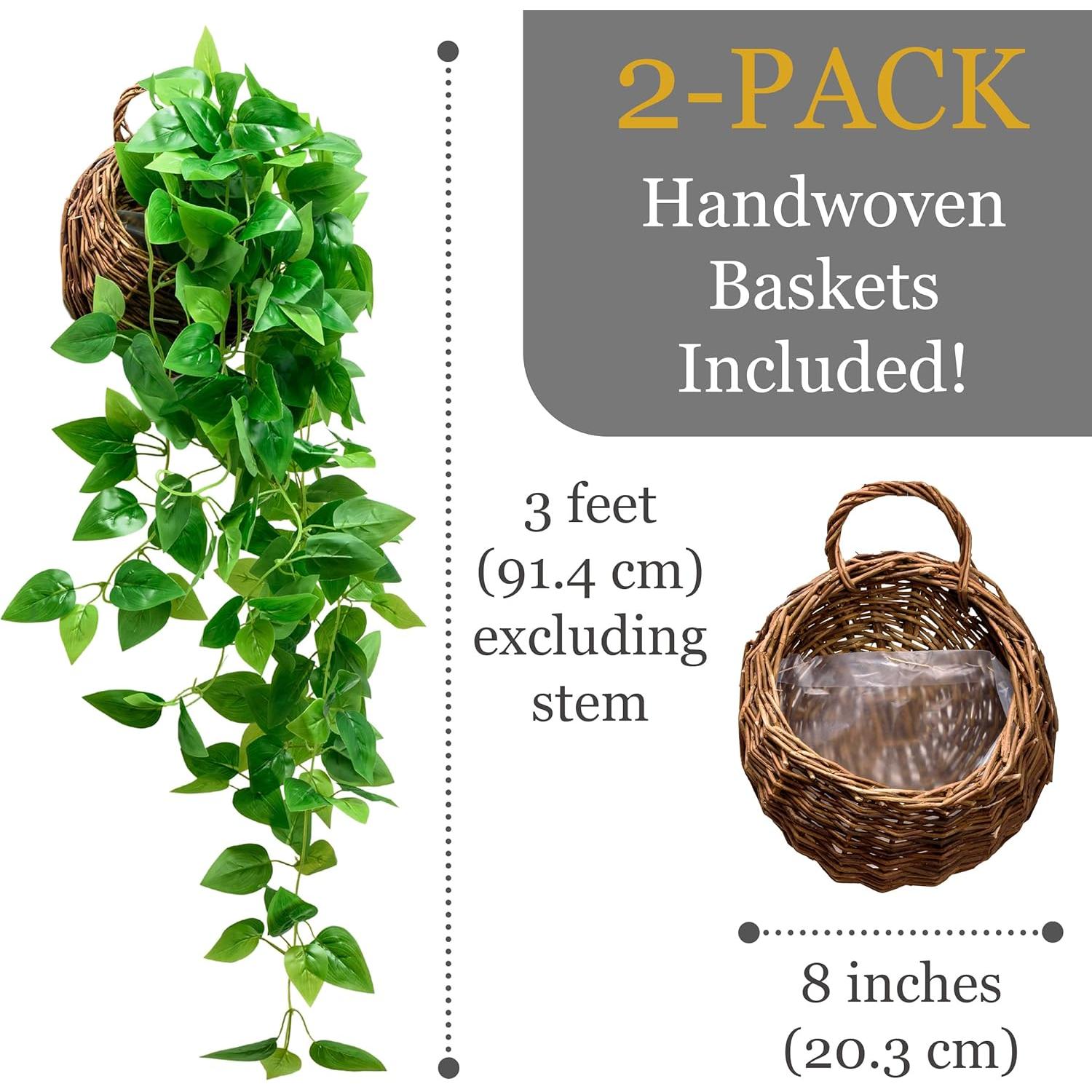 Paquete 2 Plantas Colgantes Falsas Tapeera con Cestas