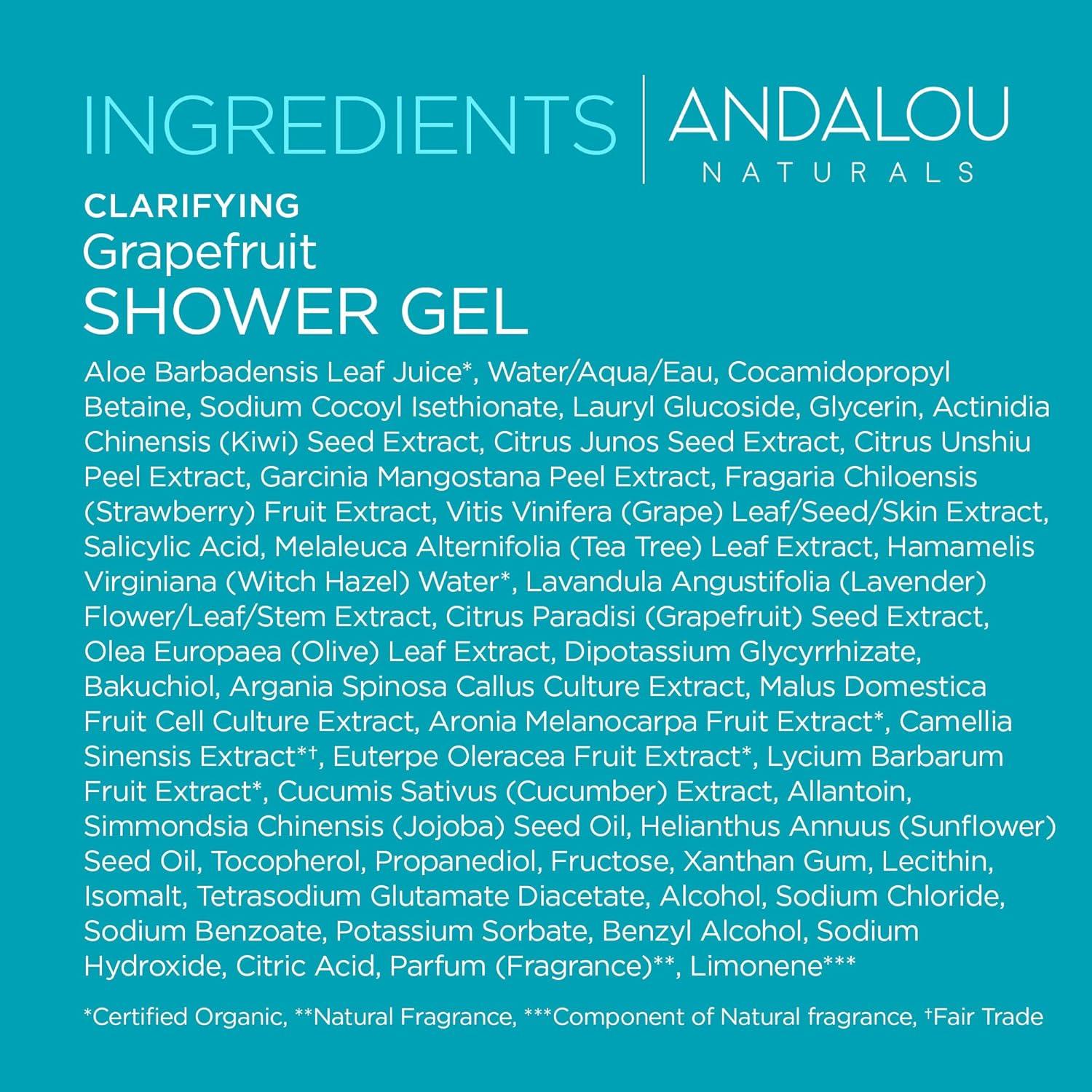 Gel de Ducha Aclarador Andalou Naturals 250 ml - Pomelo Exfoliante