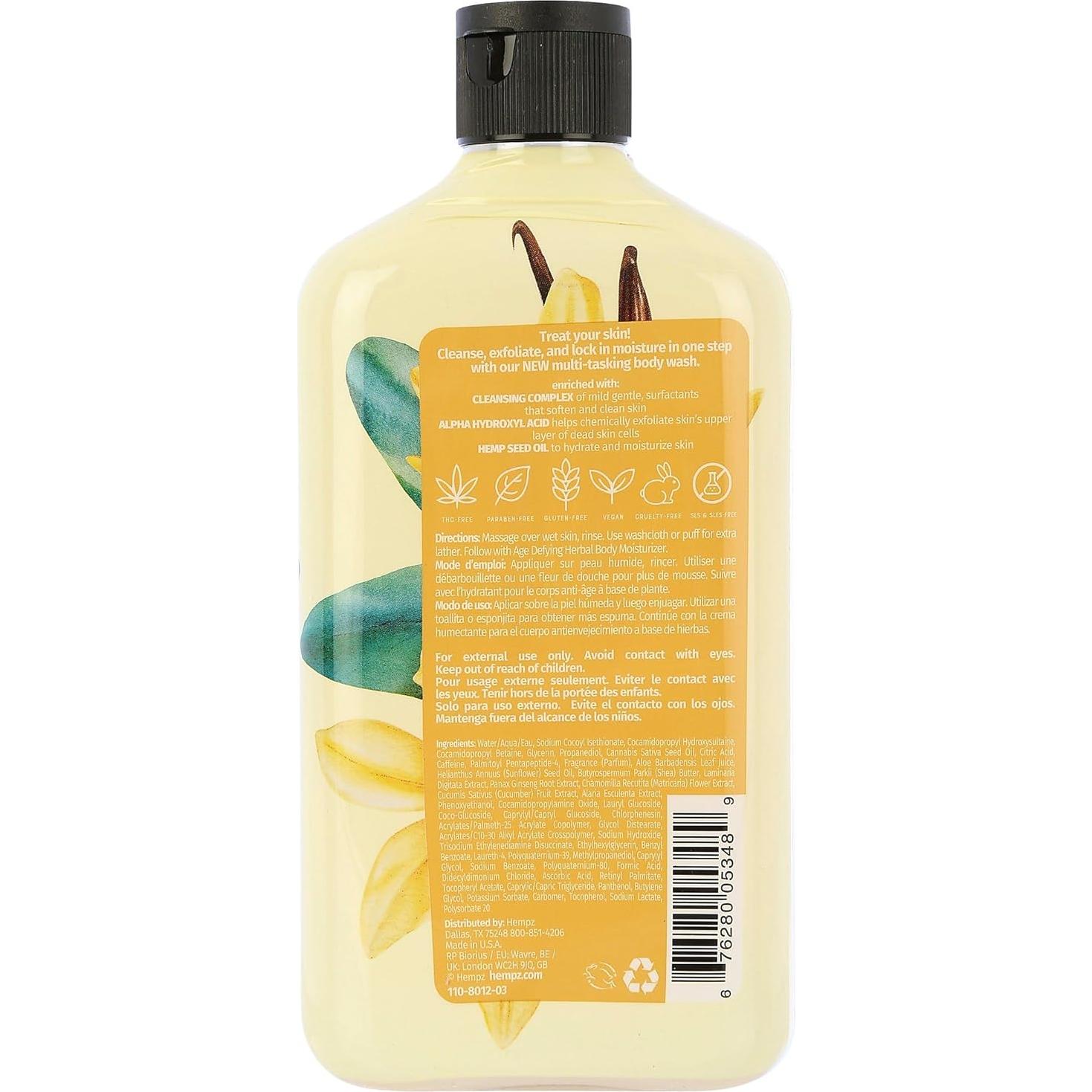 Gel de Ducha Antienvejecimiento Hempz 500 ml - Vainilla y Almizcle