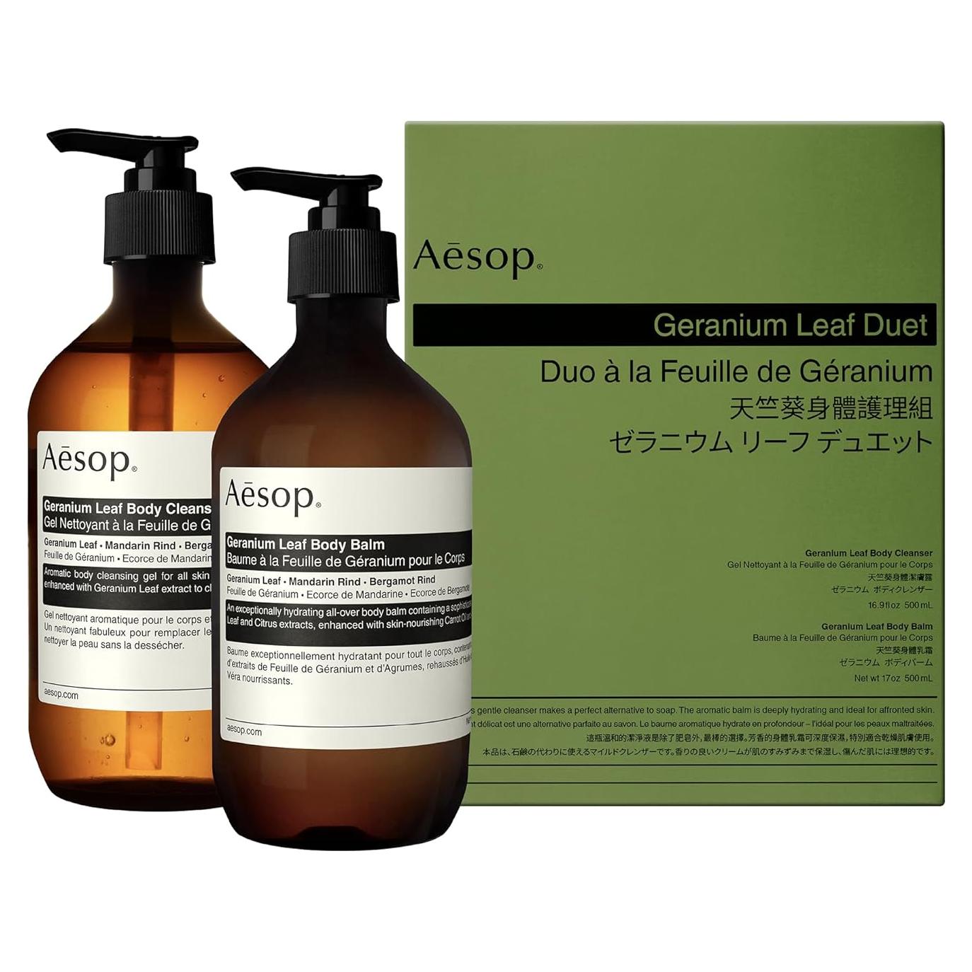 Dúo Gel Limpiador y Bálsamo Corporal Aesop Geranio 478ml + 467ml