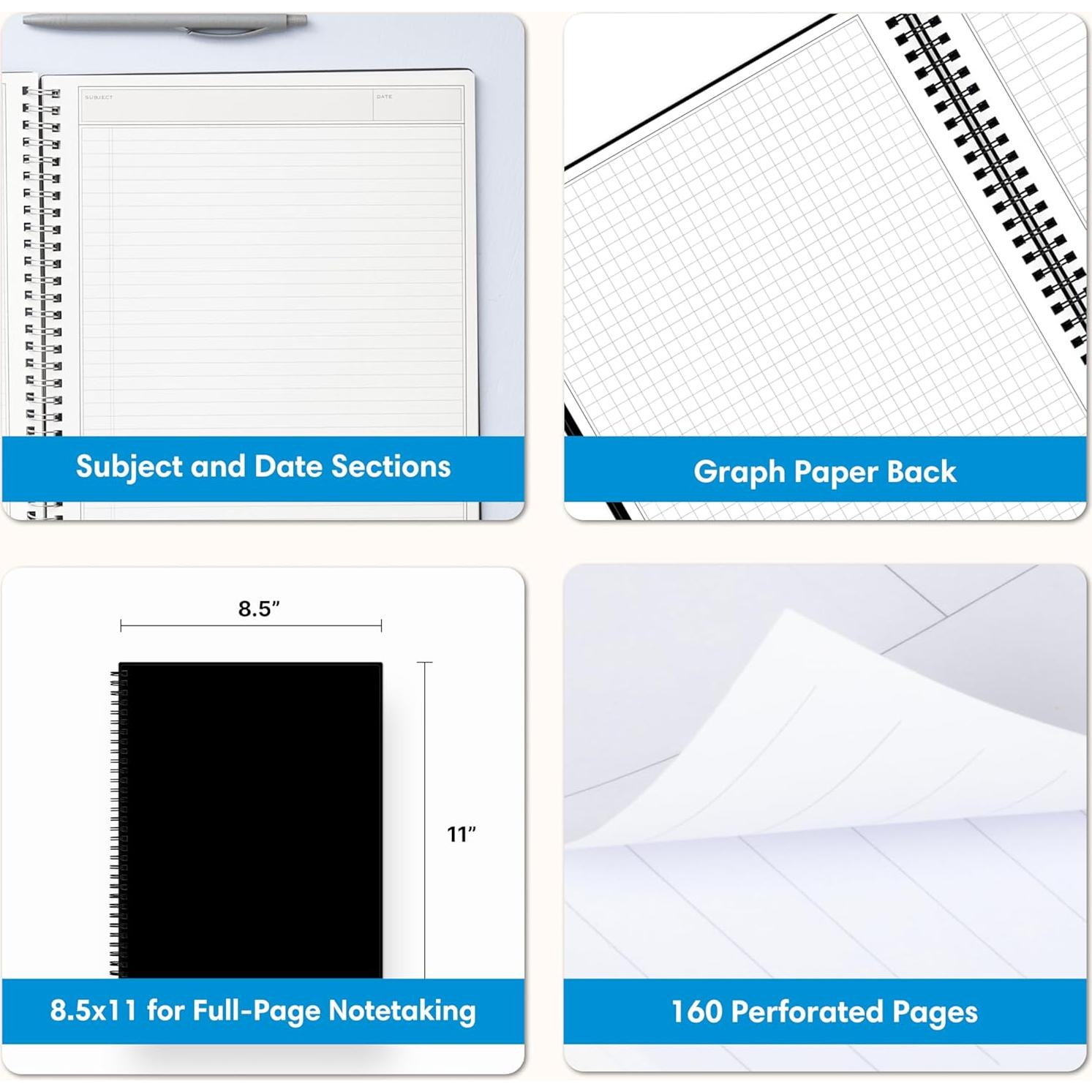 Cuaderno de Notas Inteligentes Blue Sky 21.6x27.9cm Negro