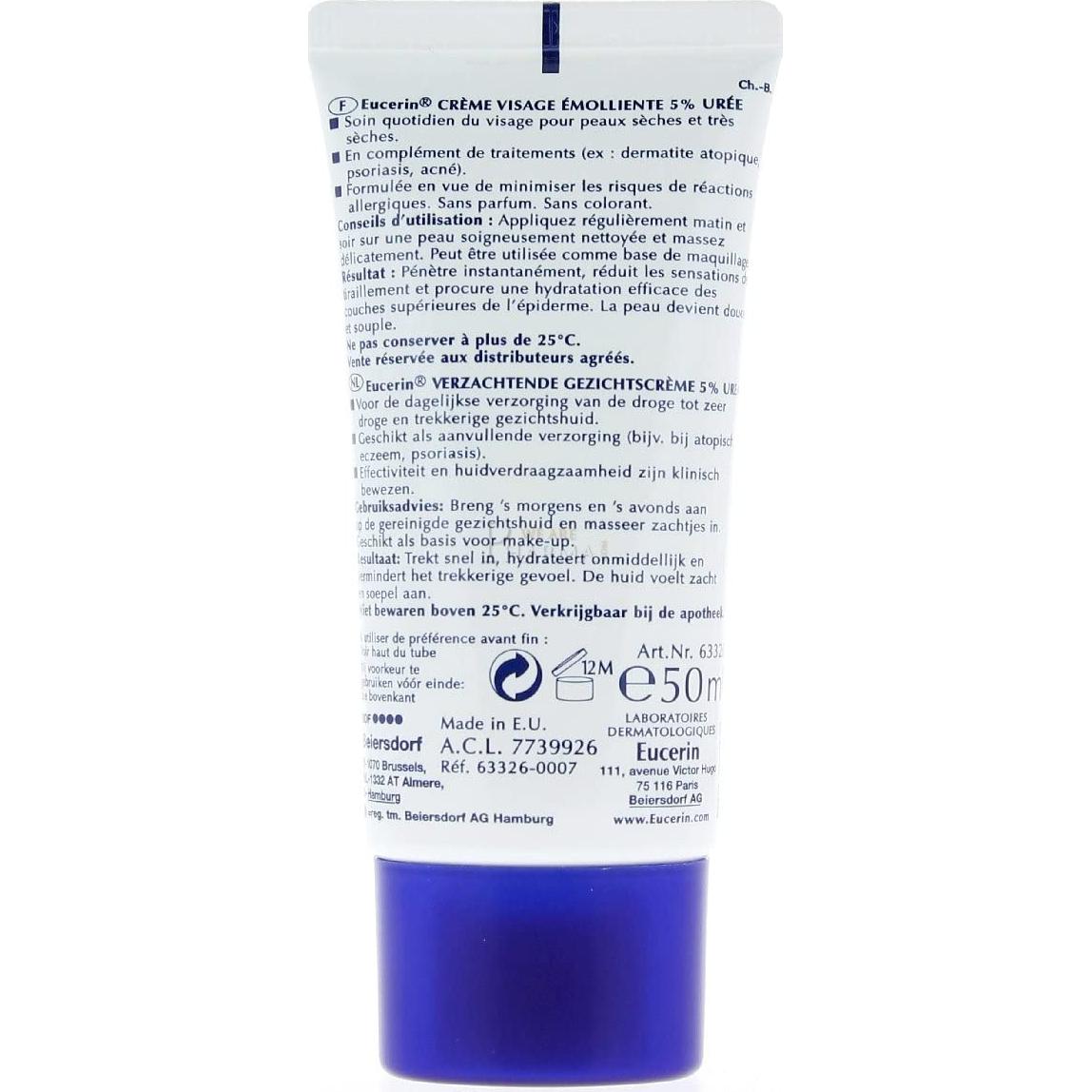 Crema Facial Eucerin Suavizante 5% Urea 50ml - Hidratante Piel Seca