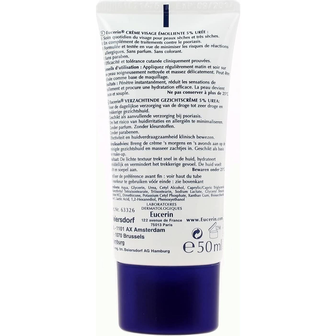 Crema Facial Eucerin Suavizante 5% Urea 50ml - Hidratante Piel Seca