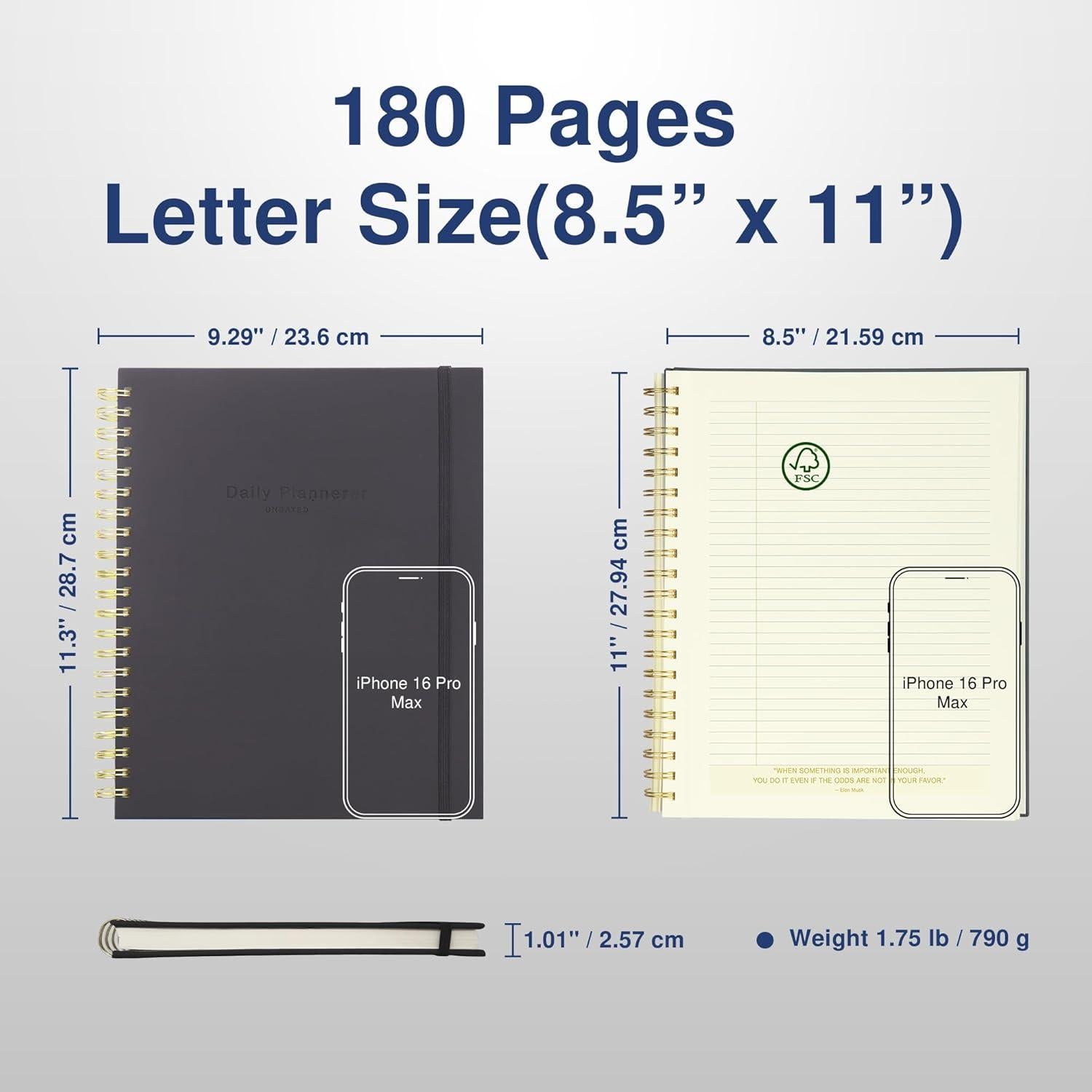 Planificador Diario No Datado AUROPLANNER 180 Páginas Tamaño Carta