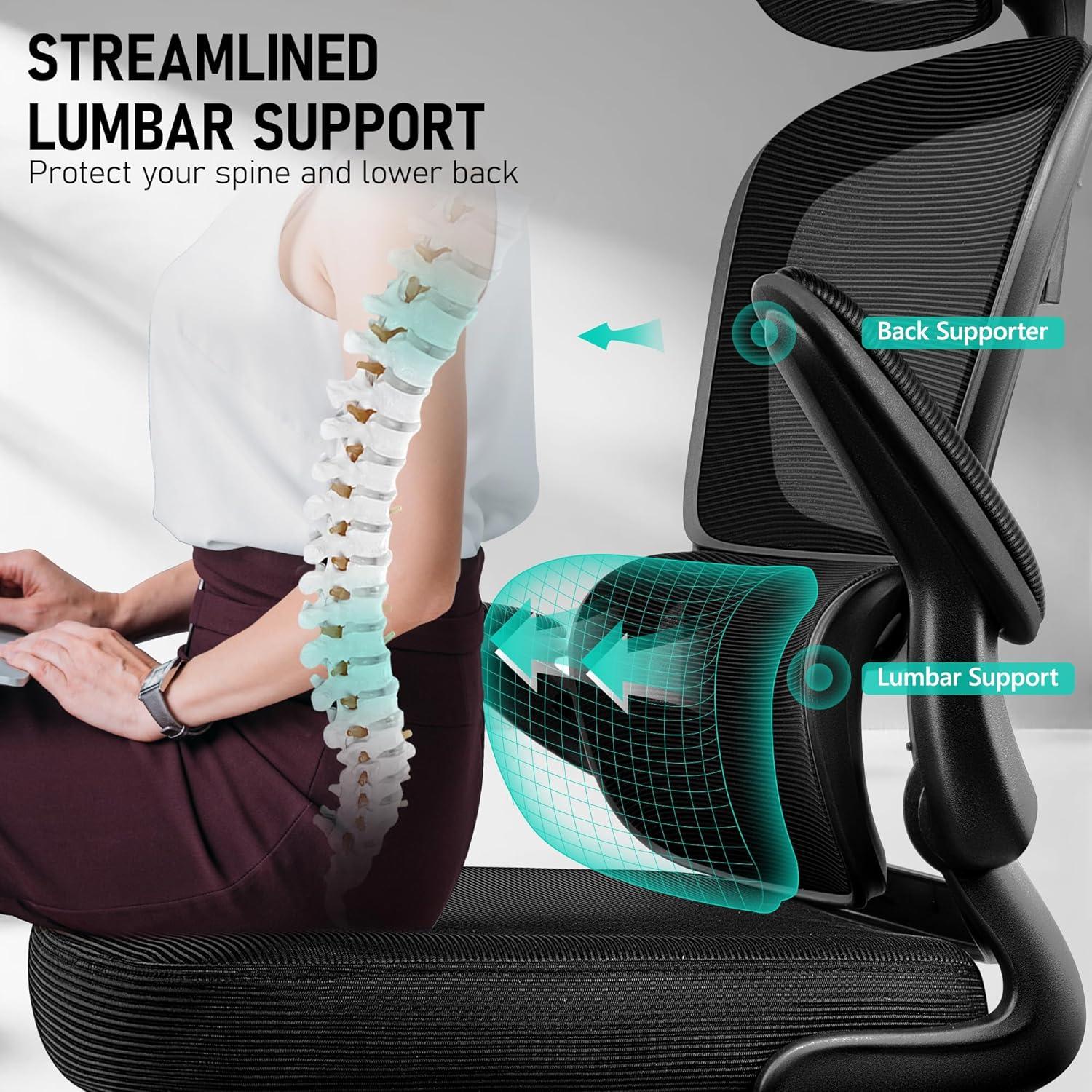 Silla de Oficina Ergonómica BESTFAIR 2202H con Soporte Lumbar