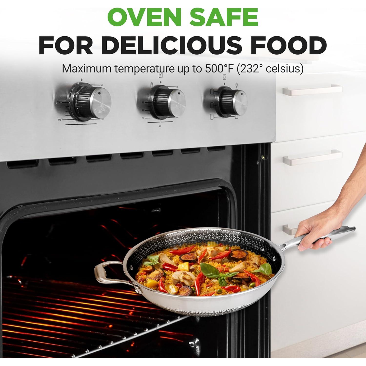 Wok NutriChef de Acero Inoxidable 30 cm Antiadherente