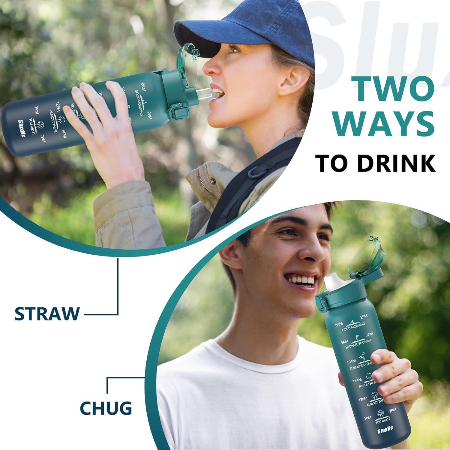 Botella de Agua Aislada SLUXKE 24oz Acero Inoxidable Azul