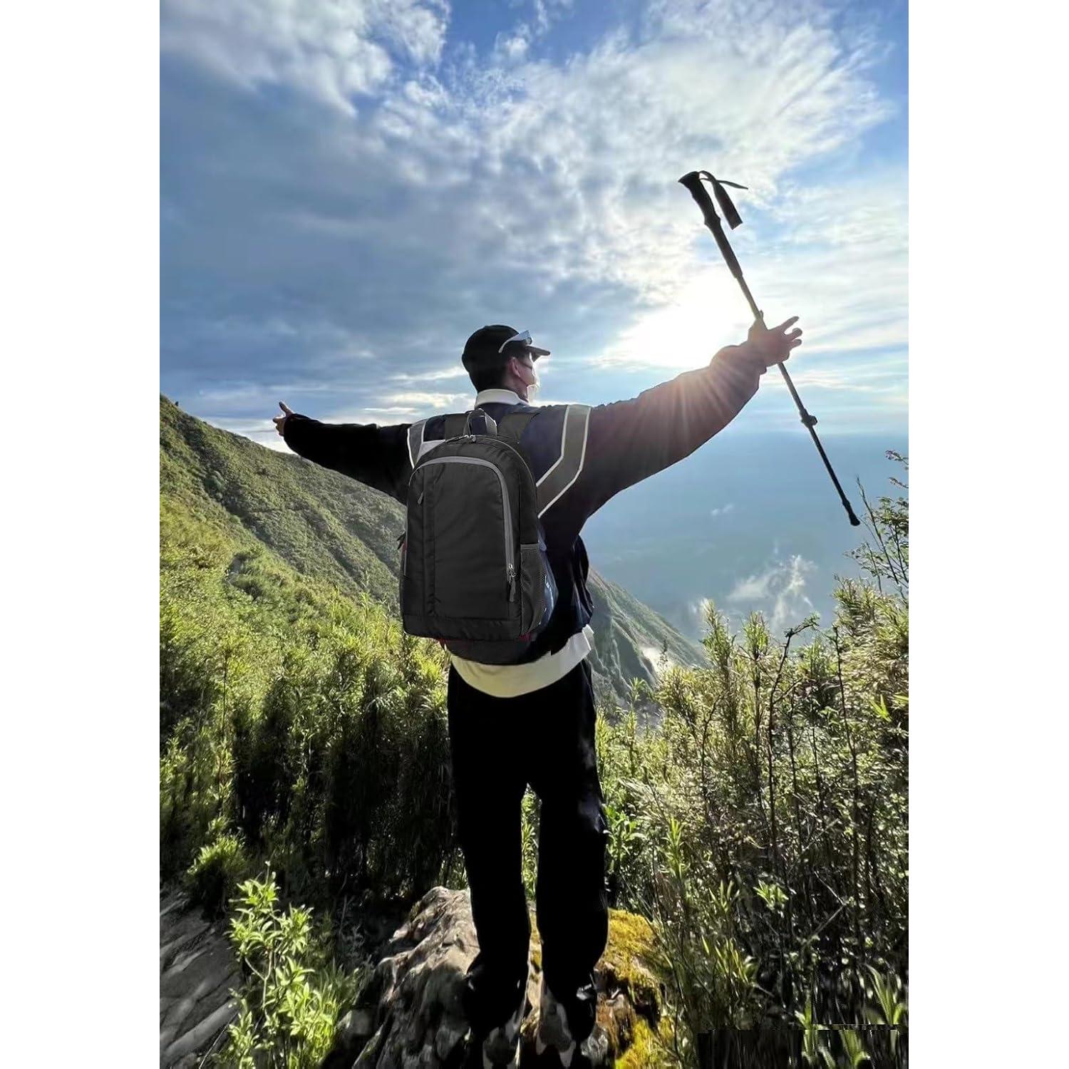 Mochila de Senderismo Plegable 25L Nylon Resistente al Agua Negra