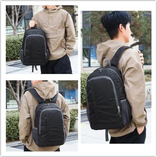 Mochila de Senderismo Plegable 25L Nylon Resistente al Agua Negra