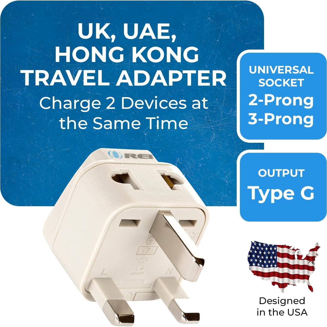 Adaptador de Enchufe OREI Tipo G para Viajes - Beige