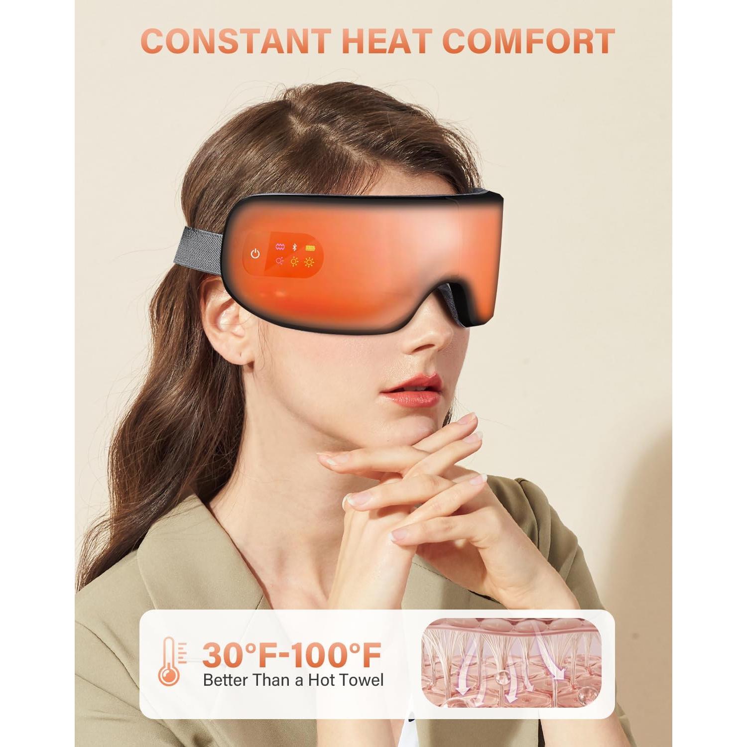 Masajeador de Ojos ZZR SEVEN con Calor y 7 Modos, Negro