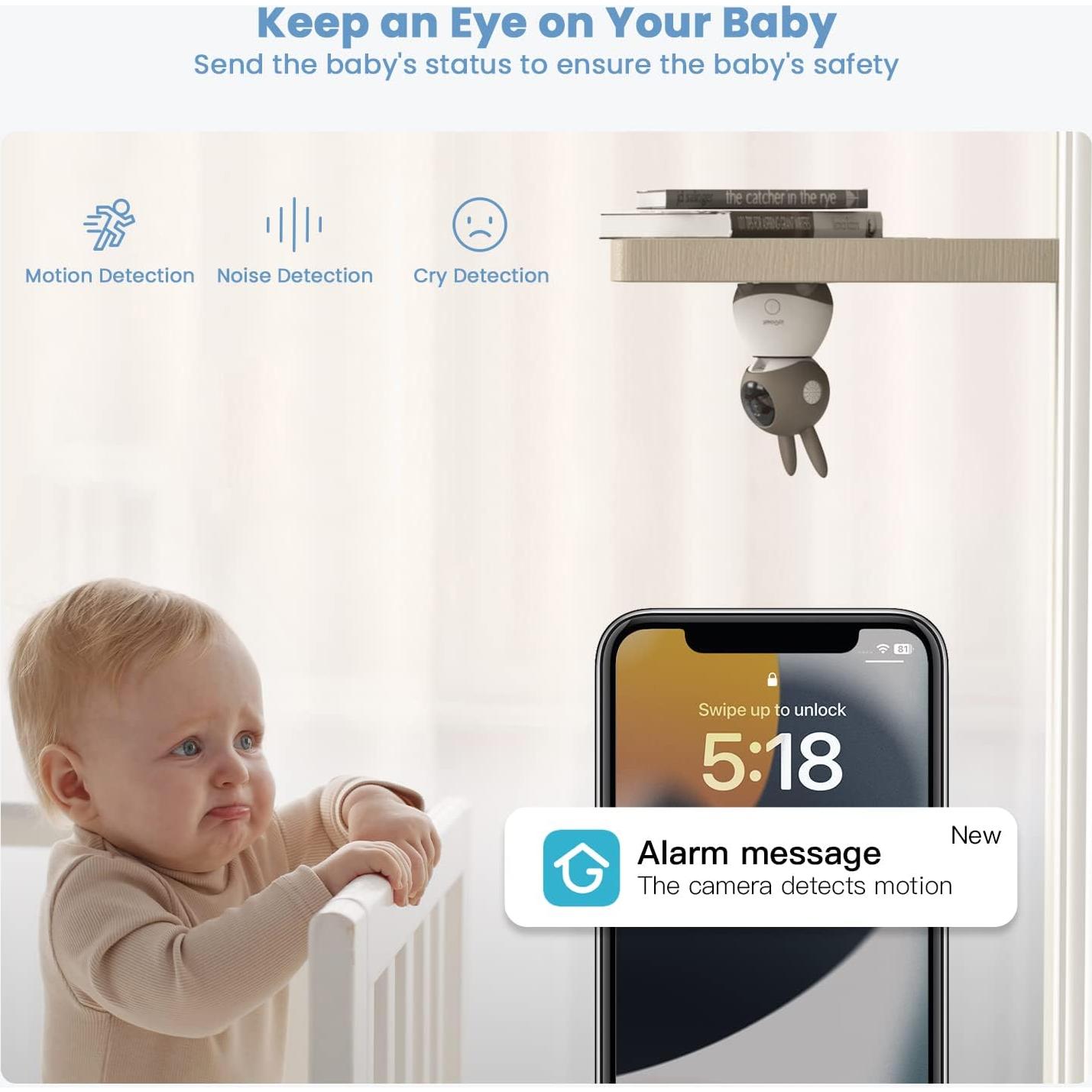 Monitor de Bebé ieGeek 2K con 2 Cámaras y Pantalla de 5"
