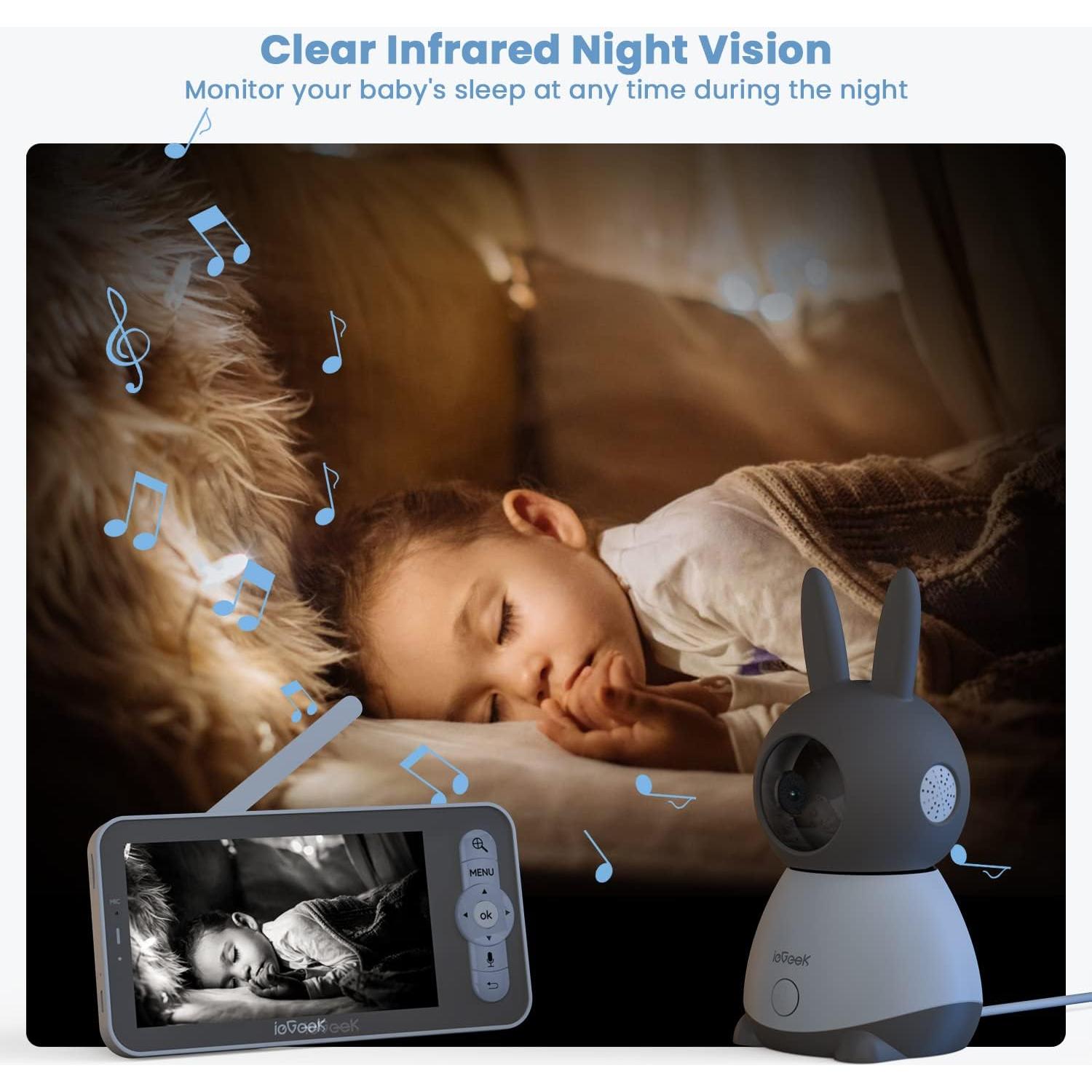 Monitor de Bebé ieGeek 2K con 2 Cámaras y Pantalla de 5"