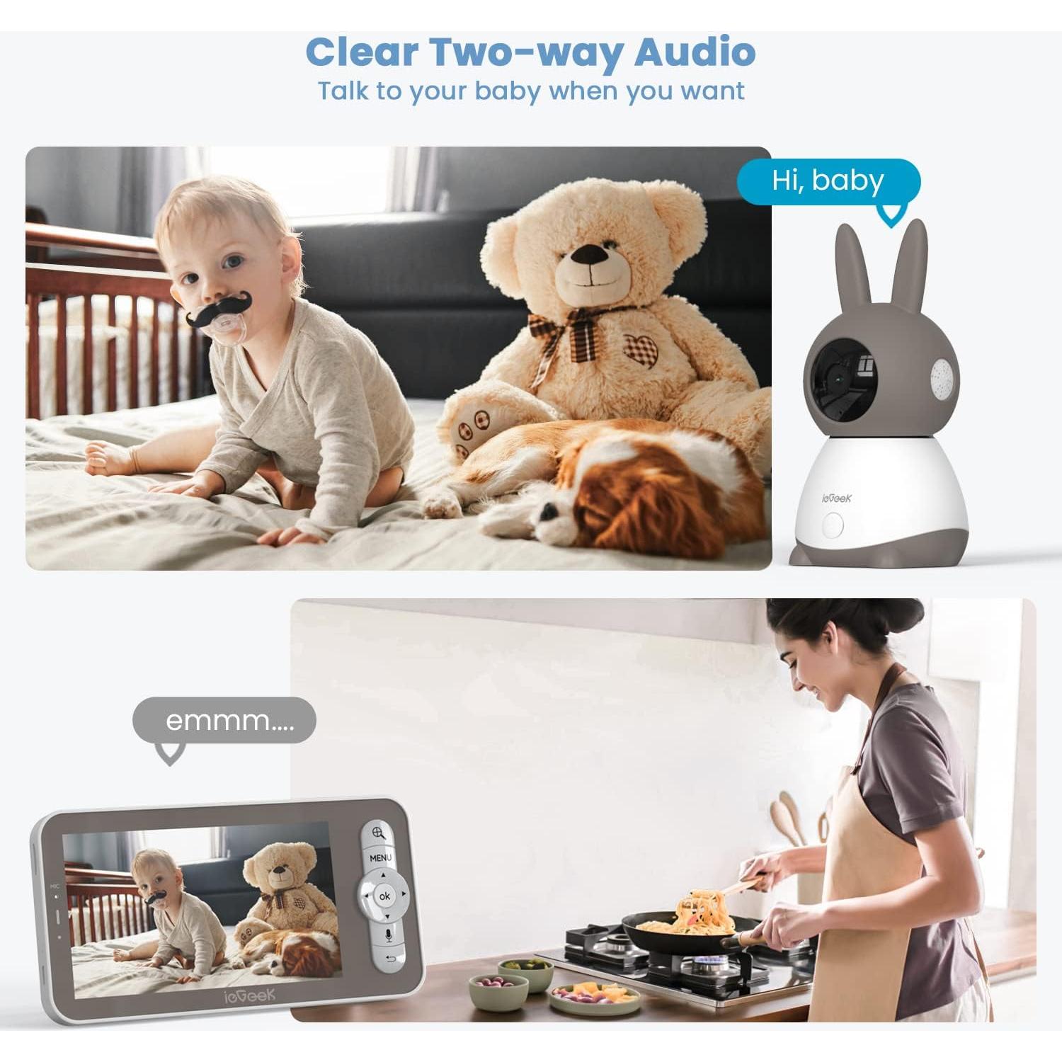 Monitor de Bebé ieGeek 2K con 2 Cámaras y Pantalla de 5"