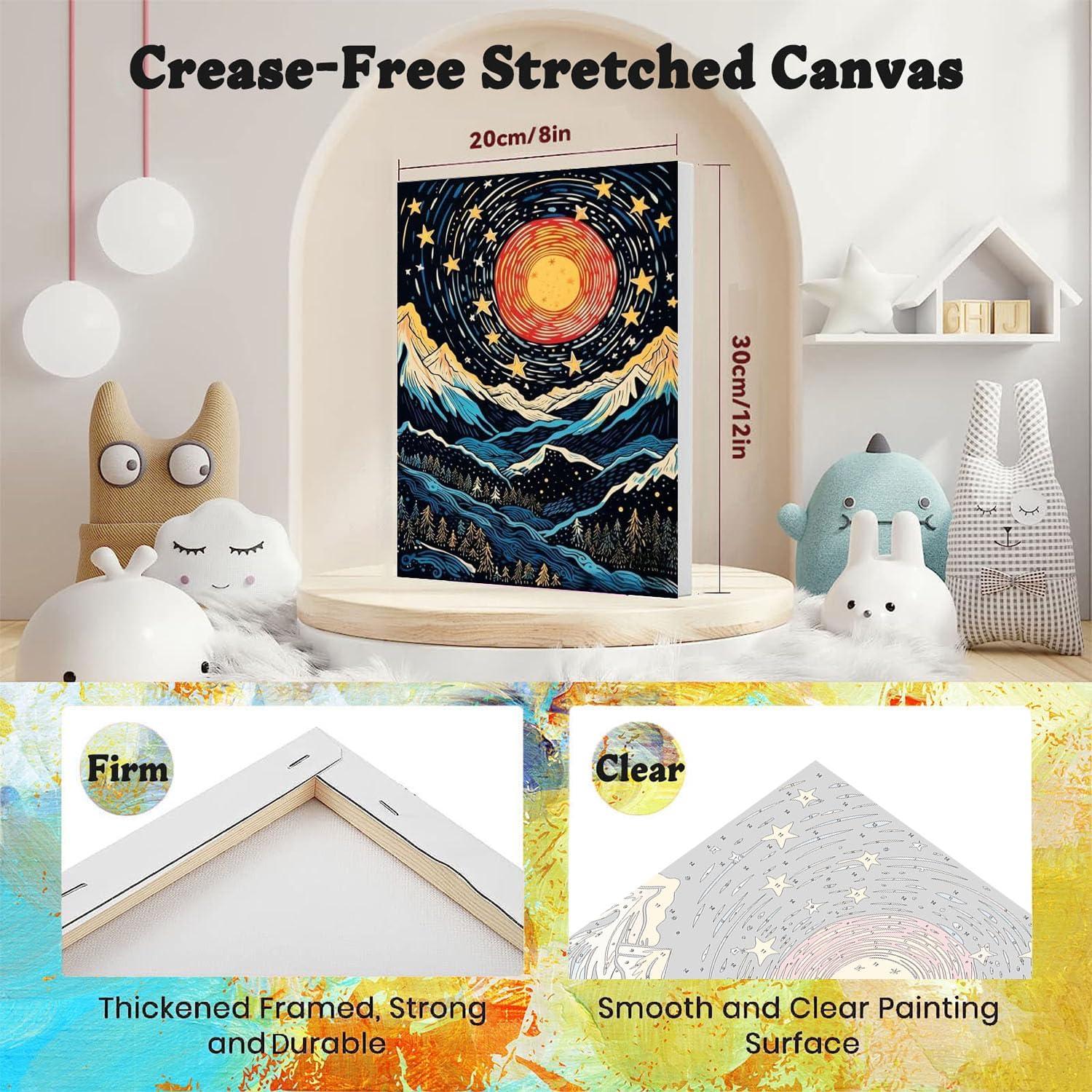 Paquete de 4 Pintura por Números XACKCME con Lienzo 20x30 cm