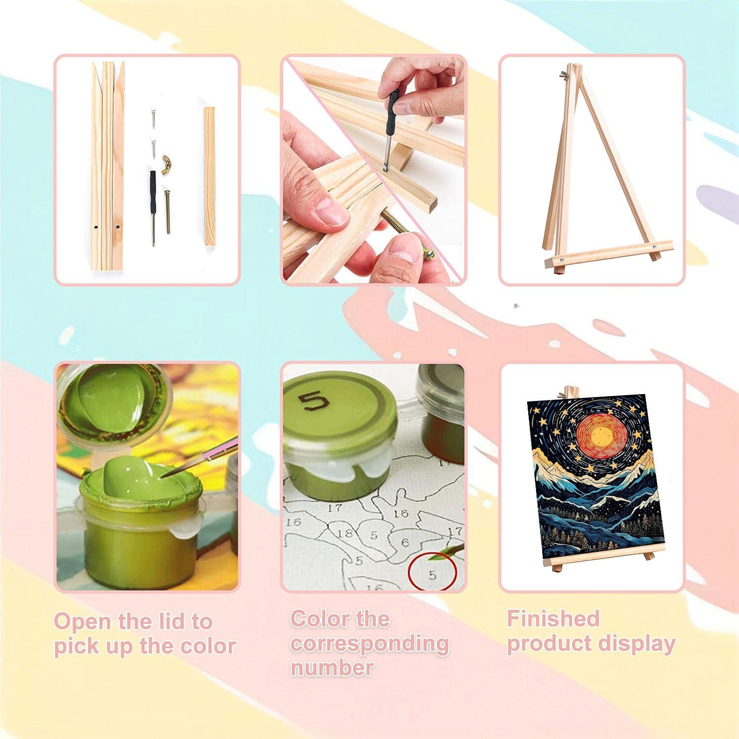 Paquete de 4 Pintura por Números XACKCME con Lienzo 20x30 cm