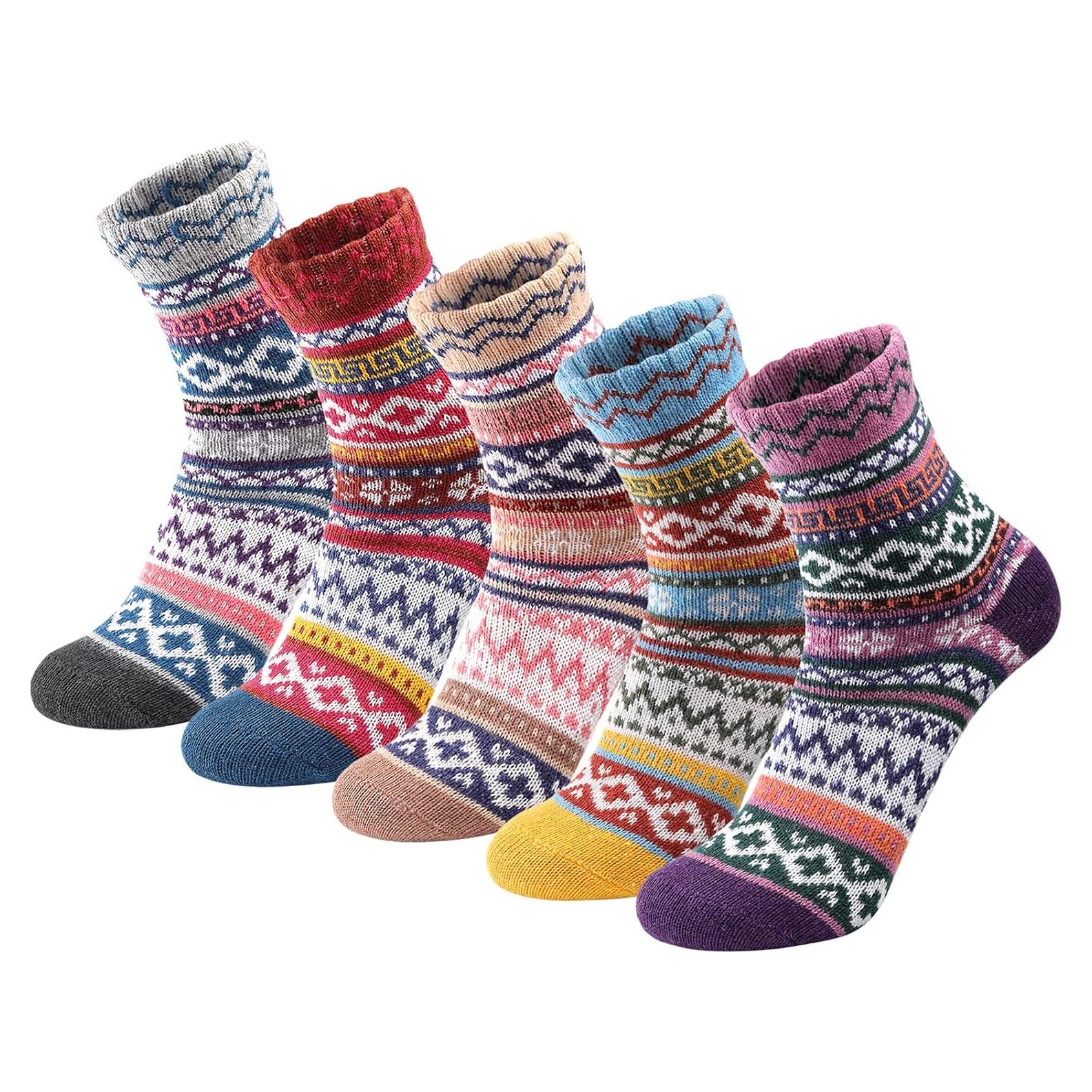 5 Pares de Calcetines de Lana para Mujeres - Cálidos y Acogedores