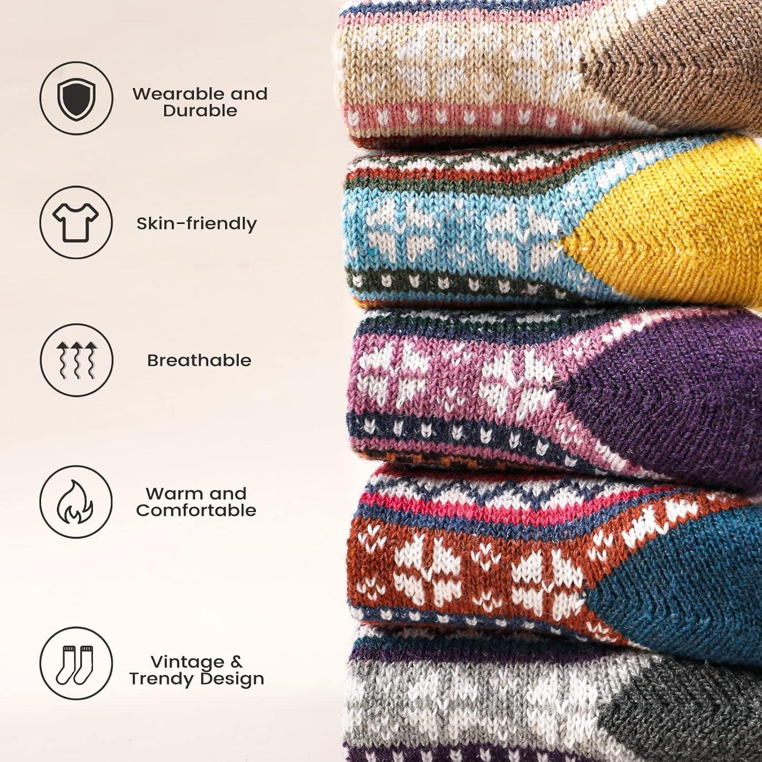 5 Pares de Calcetines de Lana para Mujeres - Cálidos y Acogedores