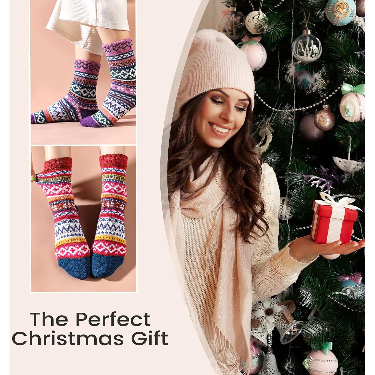 5 Pares de Calcetines de Lana para Mujeres - Cálidos y Acogedores