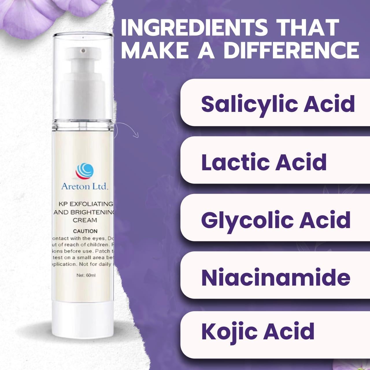 Crema Exfoliante KP Areton 50g - Ácido Salicilico y Niacinamida