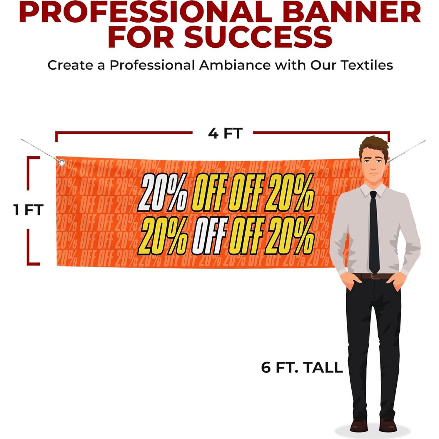 Banner de Poliéster Mavis Printing 1.22x0.30m 20% Descuento