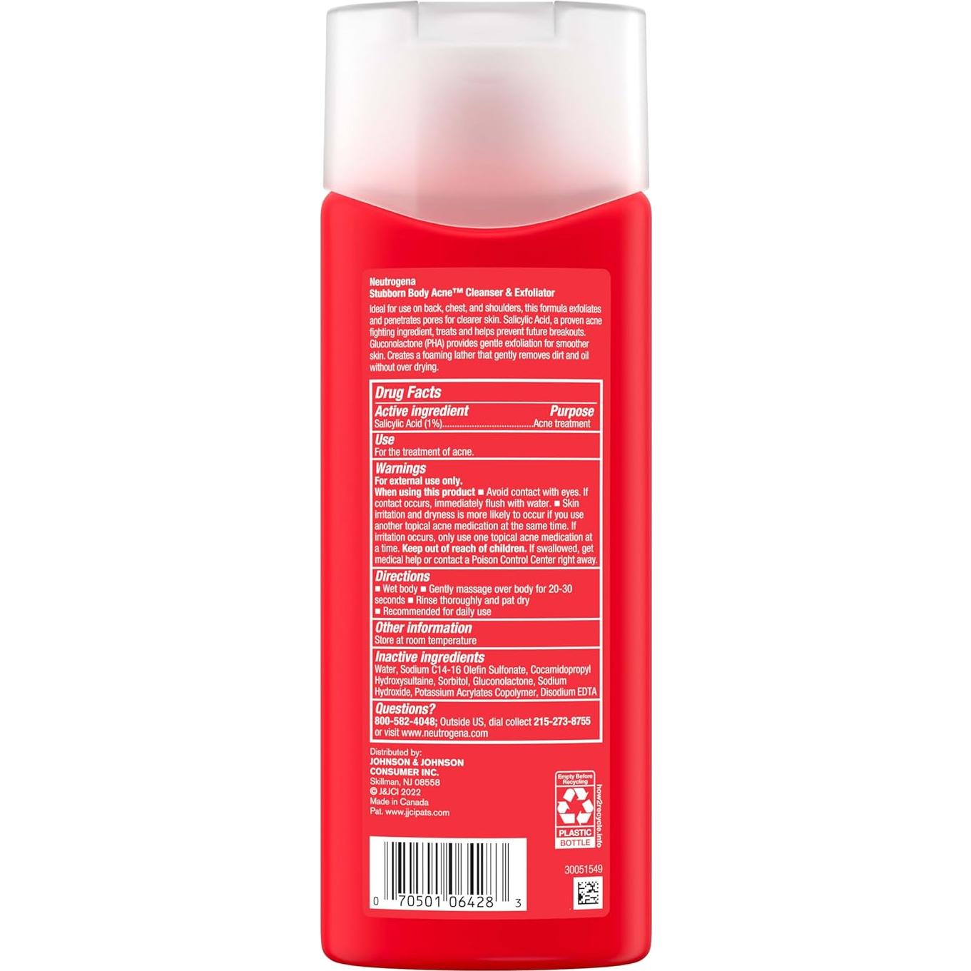 Jabón Corporal Neutrogena 250 ml con Ácido Salicílico y PHA