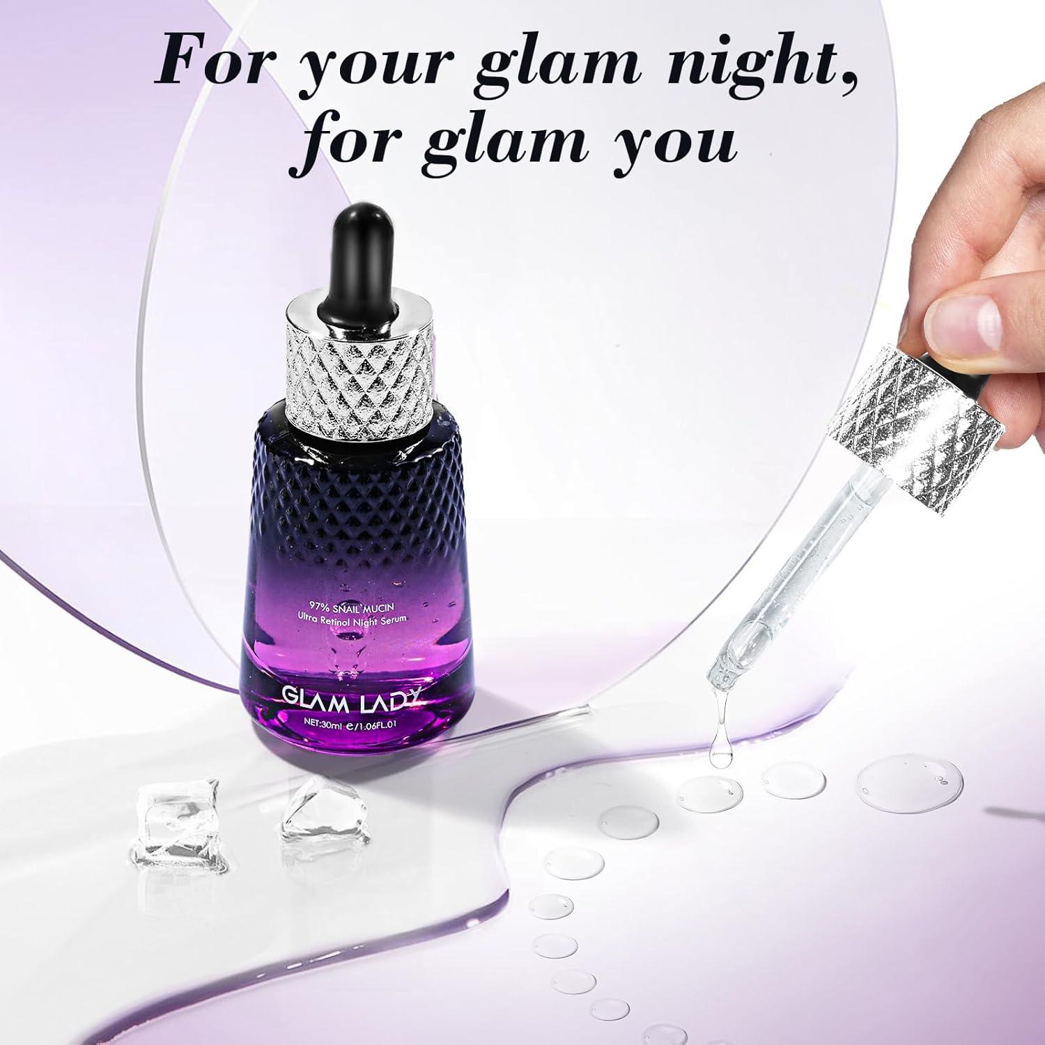 Suero Nocturno Ultra Retinol Glam Lady 97% Mucina Caracol 168g