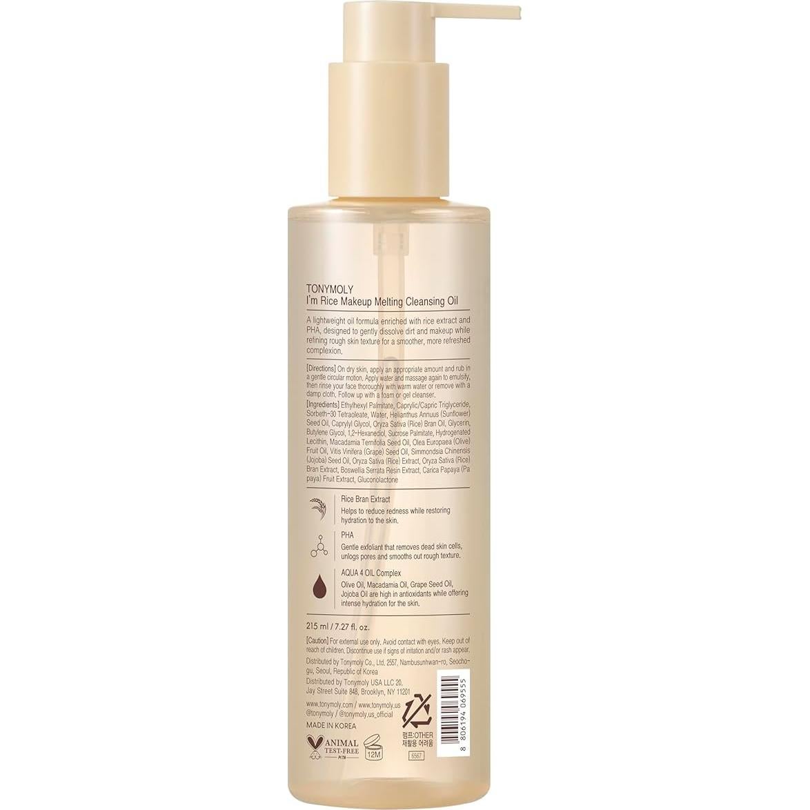 Aceite Limpiador Desmaquillante TONYMOLY Estoy Arroz 215ml