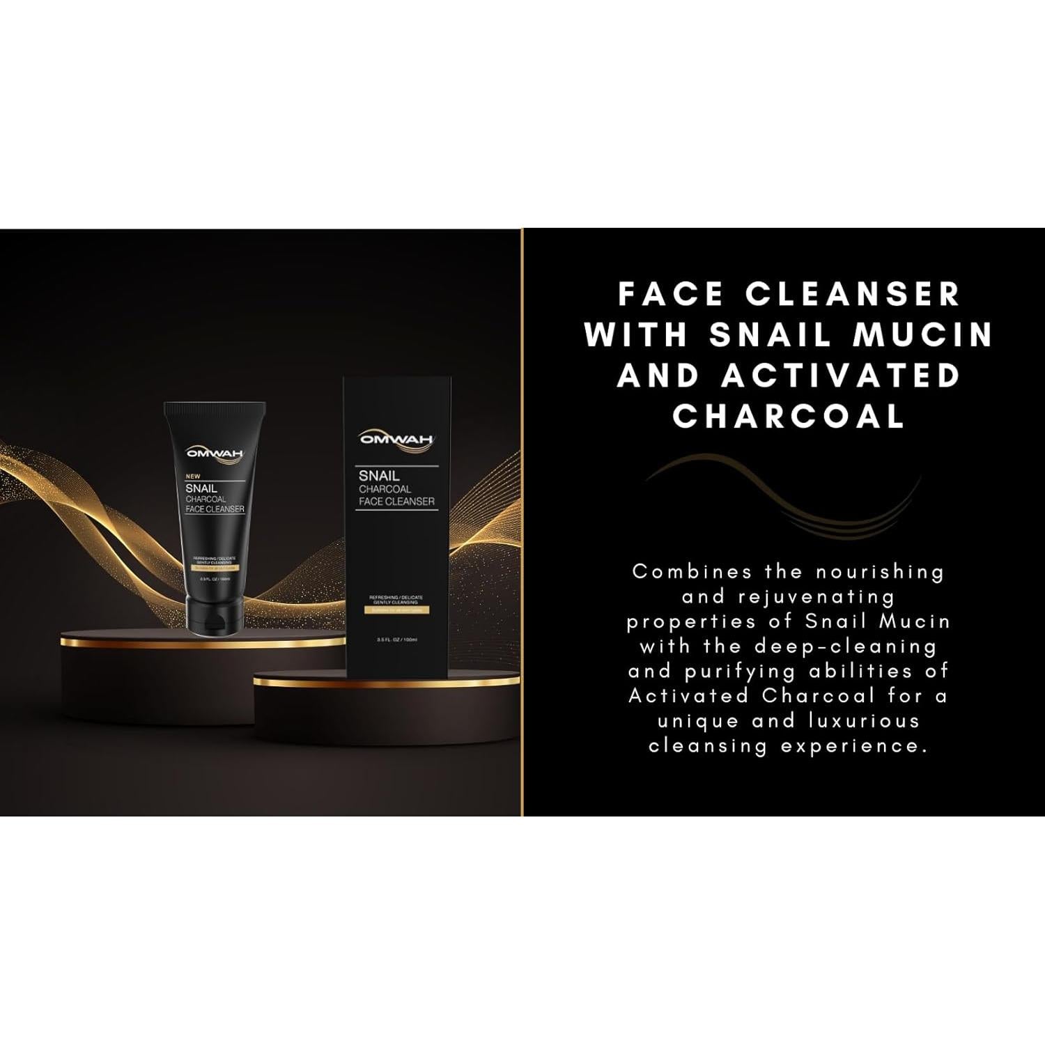 Gel Limpiador Facial OMWAH Mucina de Caracol y Carbón 117.7 g