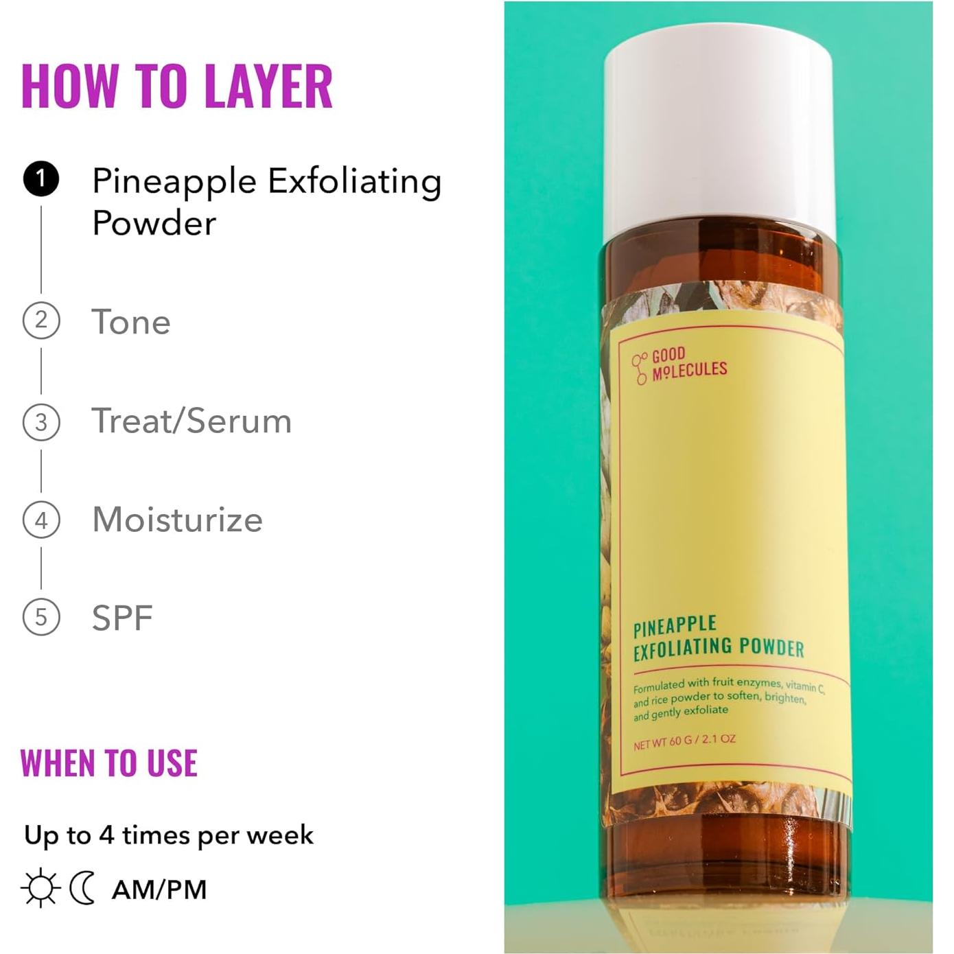 Polvo Exfoliante Facial Good Molecules Piña 60g - Suave y Natural