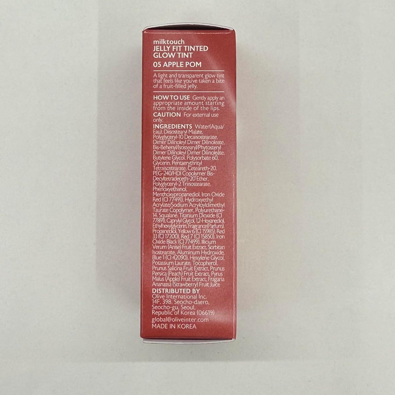 Tinte Labial Coreano MILKTOUCH Jelly Fit 4.14 ml 05 Manzana Pom