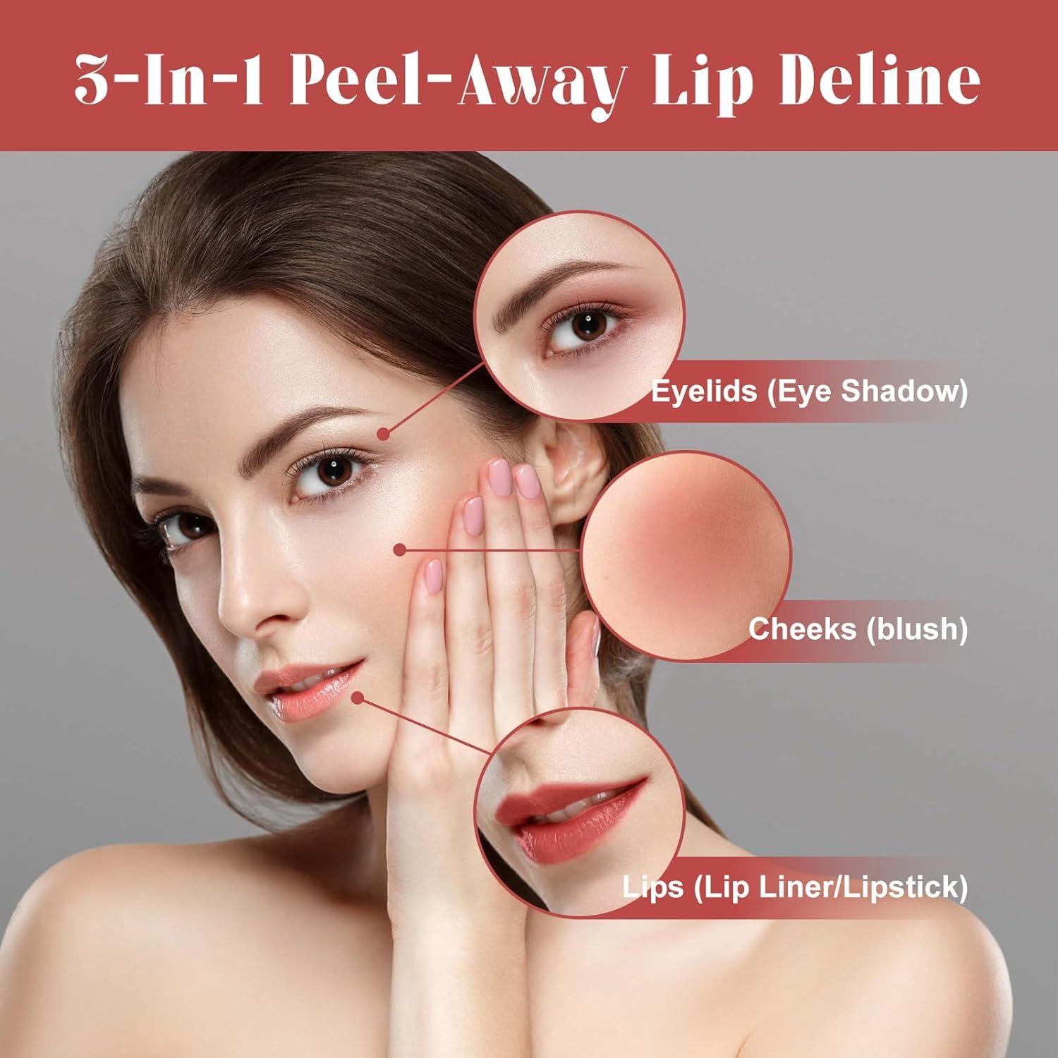 Set de Lápiz Labial Peel Off Dulele 3 Piezas Rosa Mate