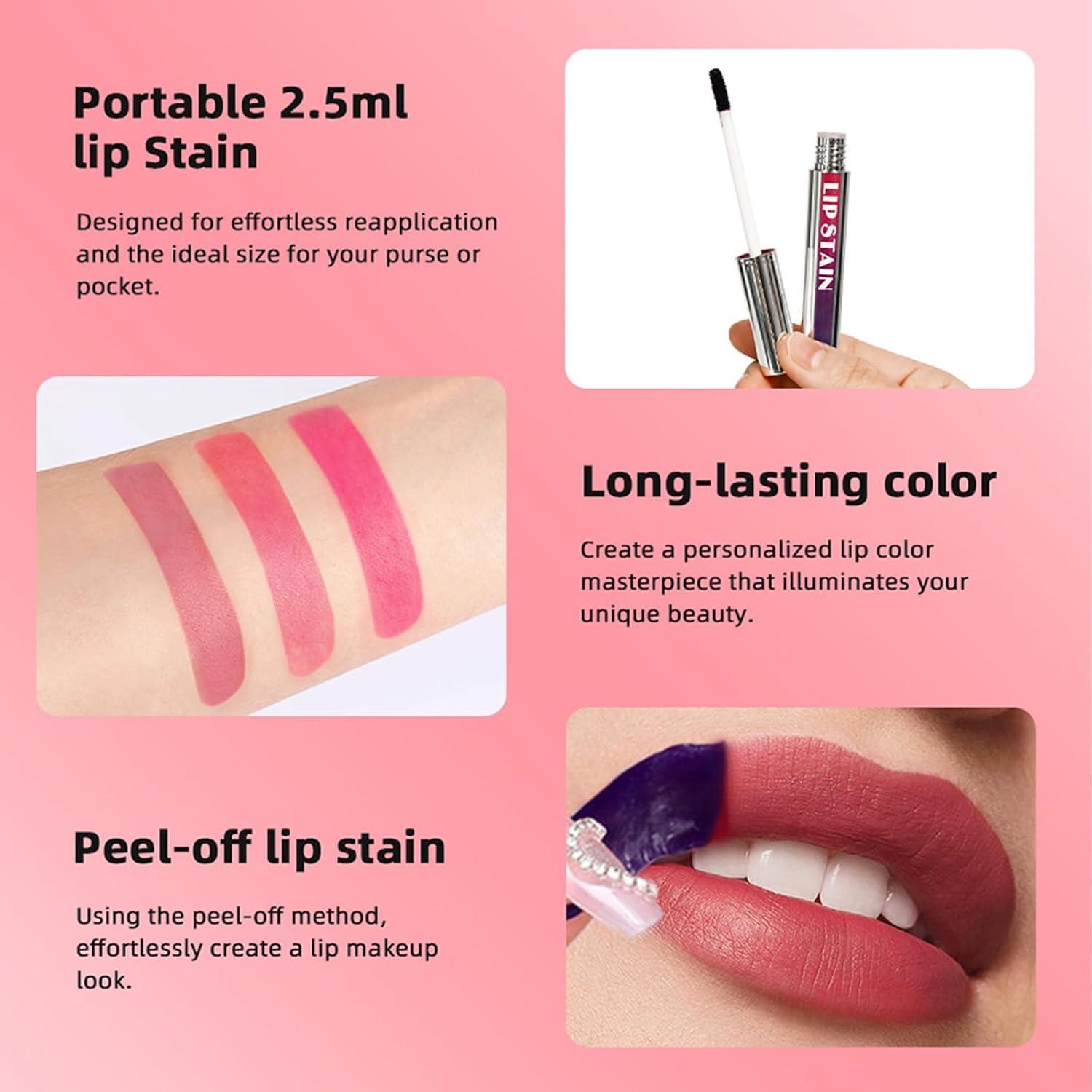 Tinte de Labios Peel Off Dulele 3PCS Larga Duración Rosa Nude