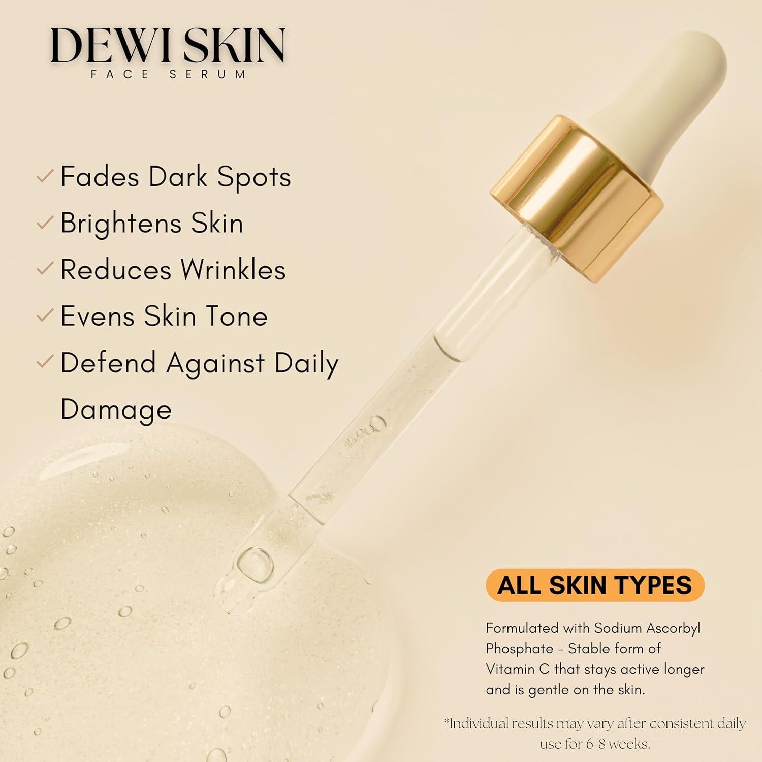 Suero de Vitamina C 20% Dewiskin - Antienvejecimiento y Hidratante 28.35 g