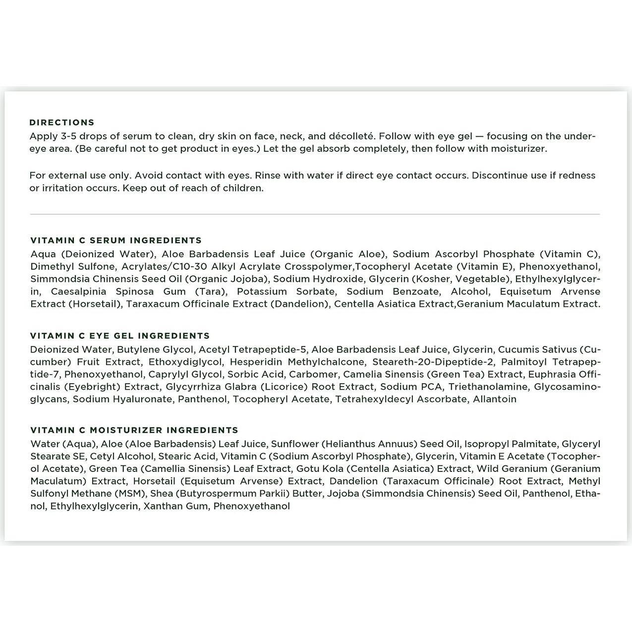 Conjunto Cuidado Piel Tree of Life - Suero, Gel y Crema Vitamina C