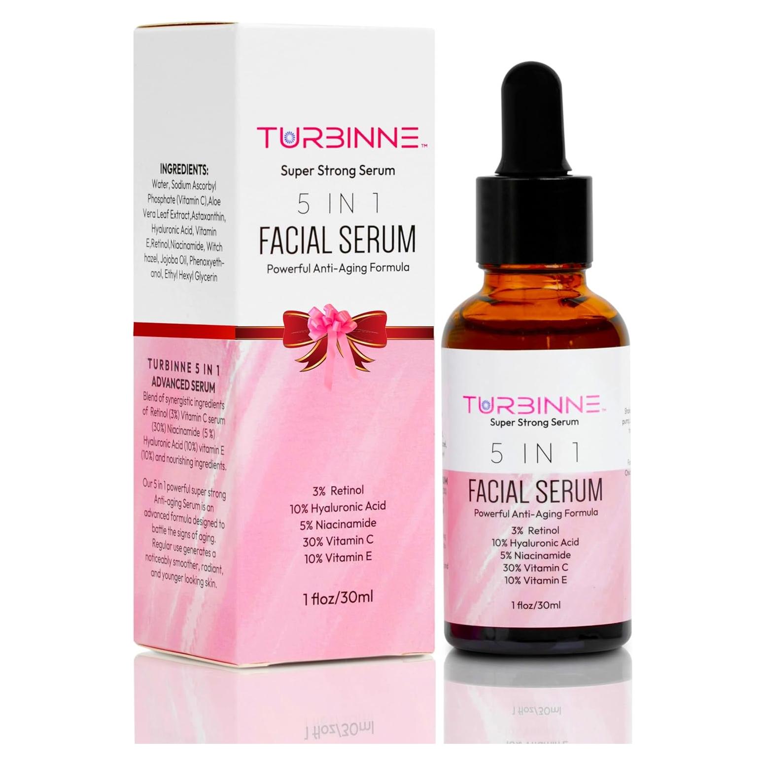 Suero Facial Nocturno Turbinne 5 en 1 29.57 ml Antienvejecimiento