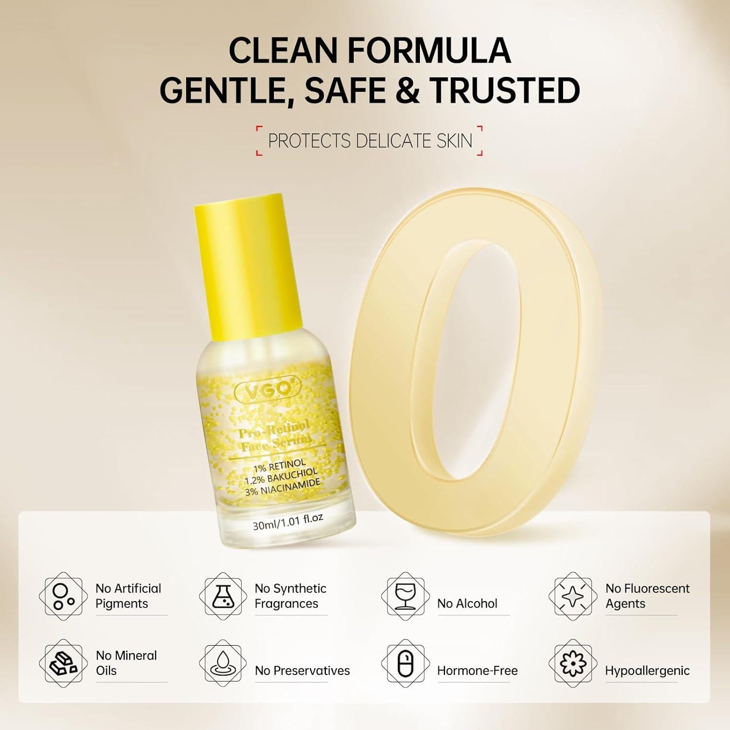 Suero Antienvejecimiento VGO con 1% Retinol y 3% Niacinamida 30 ml