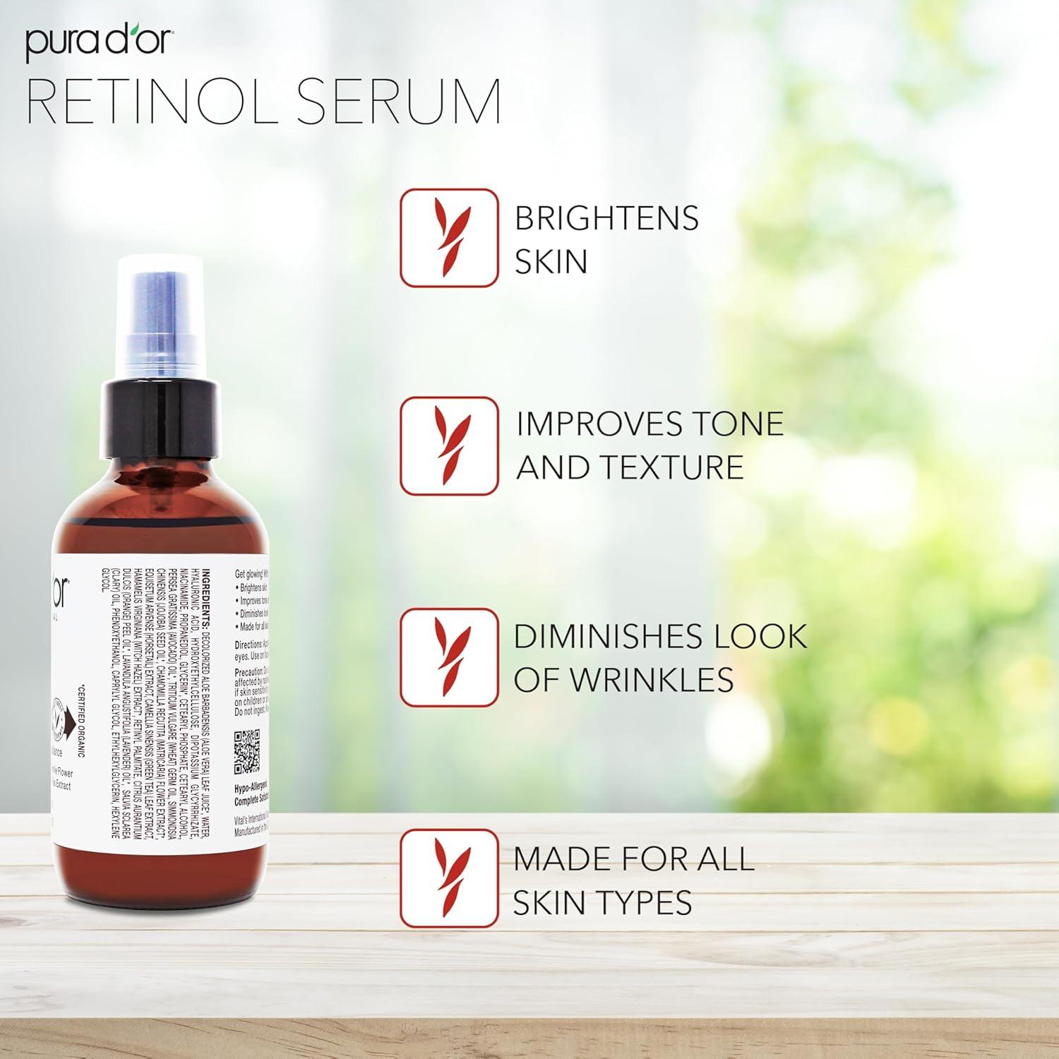 Suero de Retinol PURA D'OR 98 ml - Antienvejecimiento Nocturno