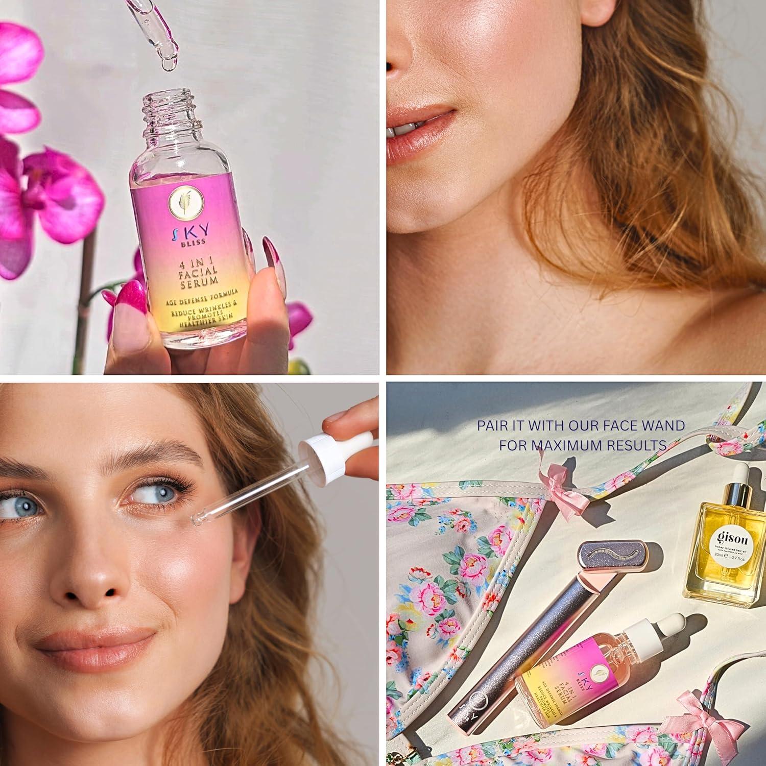 Suero Facial Sky Bliss 4 en 1 | Ácido Hialurónico, Vitamina C, E y Niacinamida | Antienvejecimiento