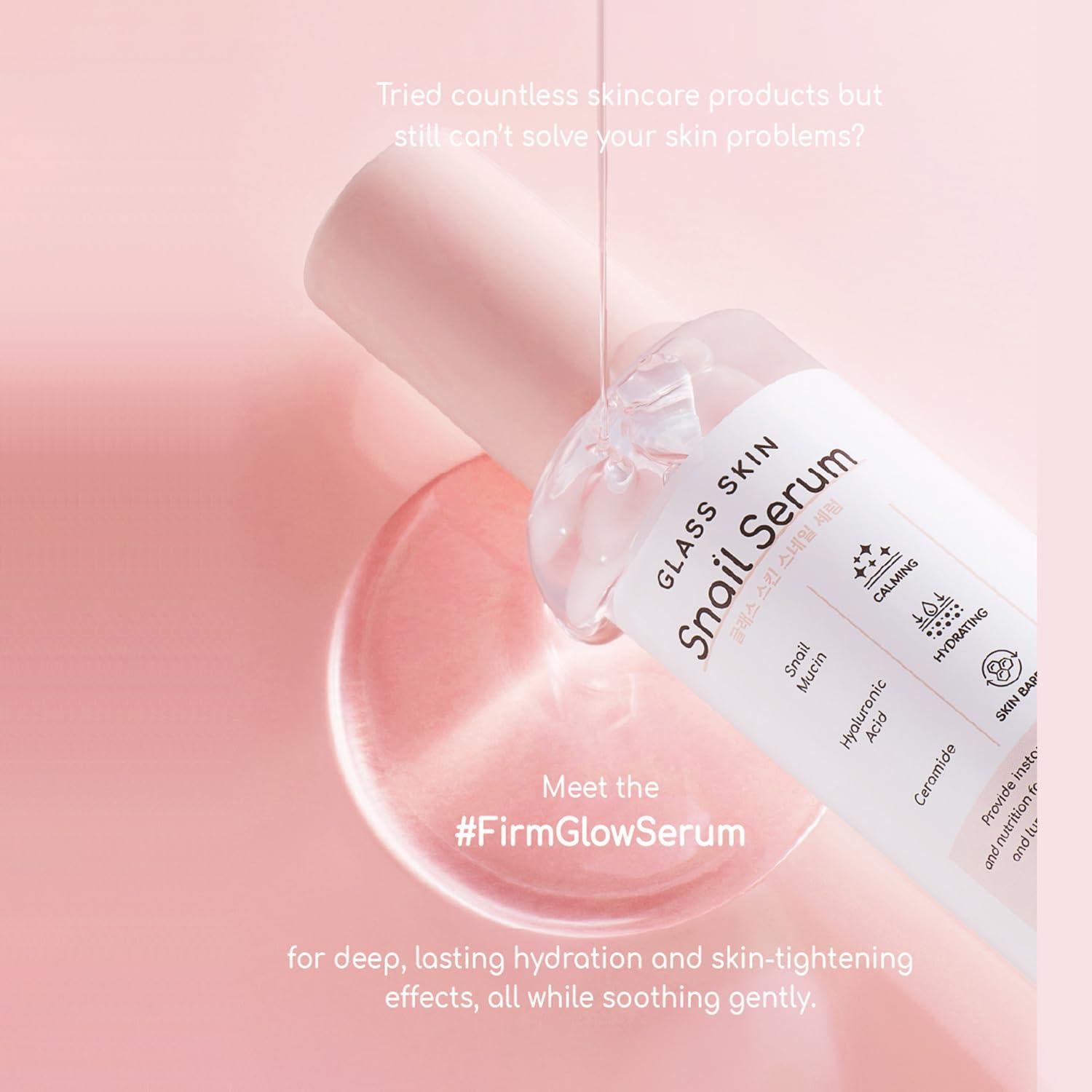 Suero Facial DEARBOO Glass Skin 100ml - Hidratante con Mucina de Caracol