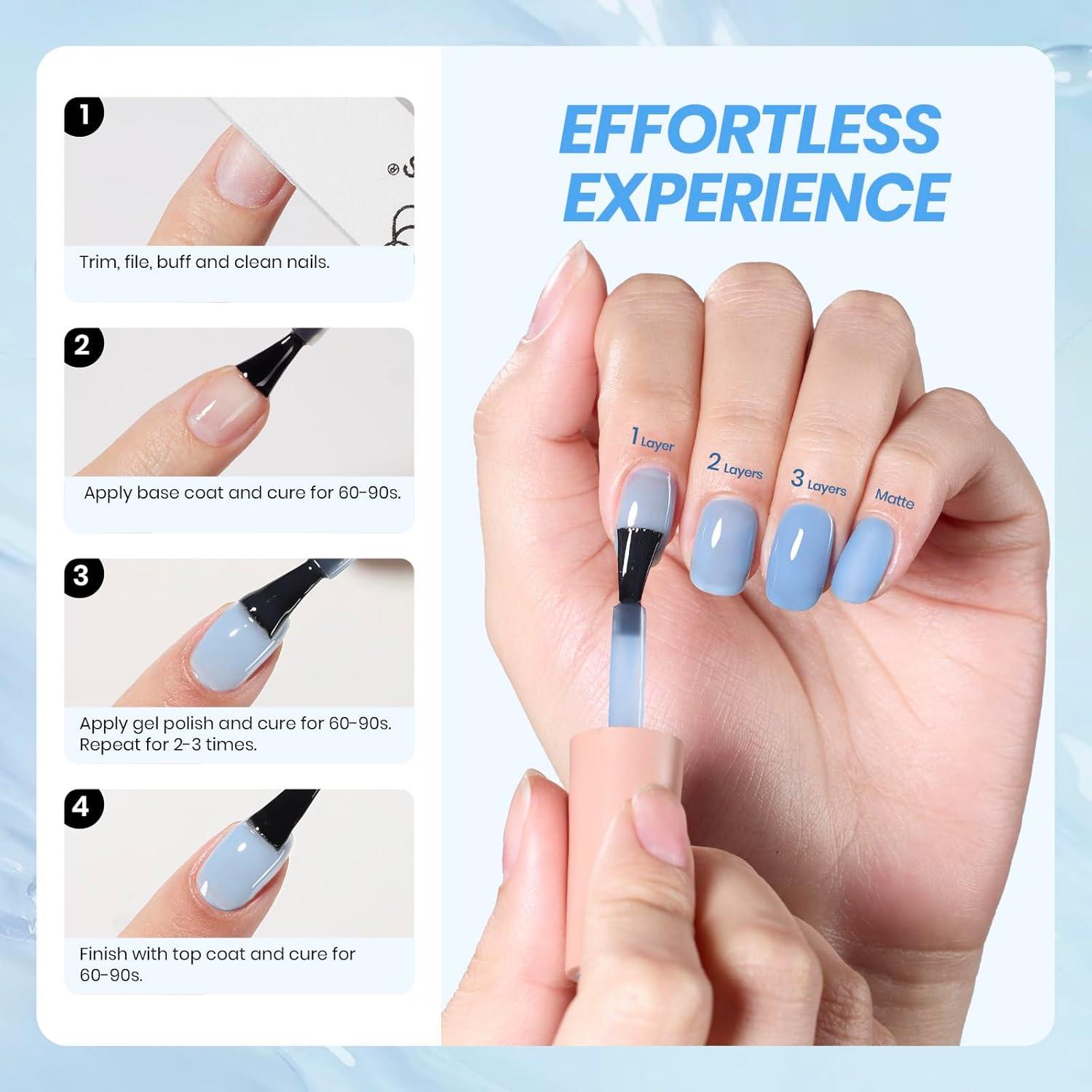 Esmalte de Uñas Gel Jelly Azul Beetles 15ml Leche de Arándano