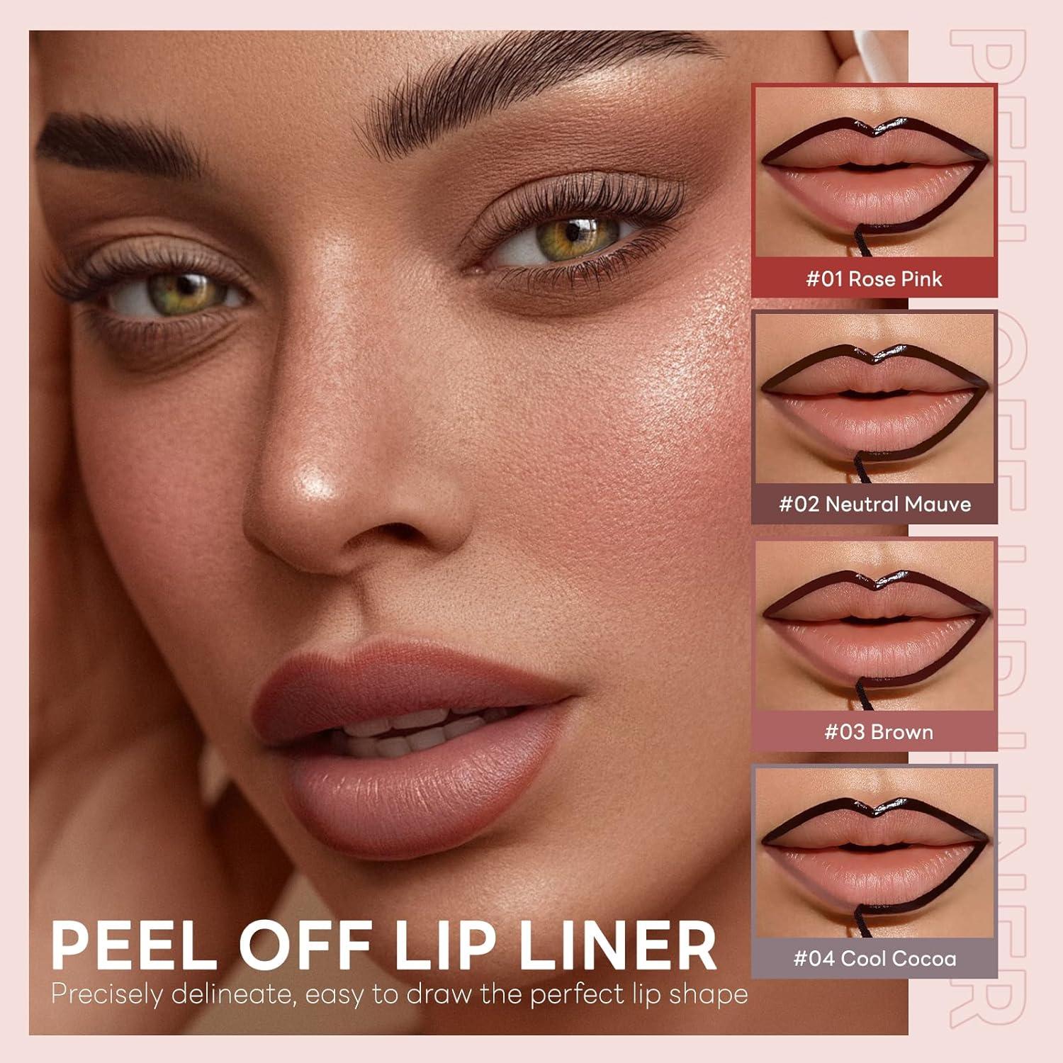 Set de Tinte Labial Despegable 4 Colores con Pincel Fino