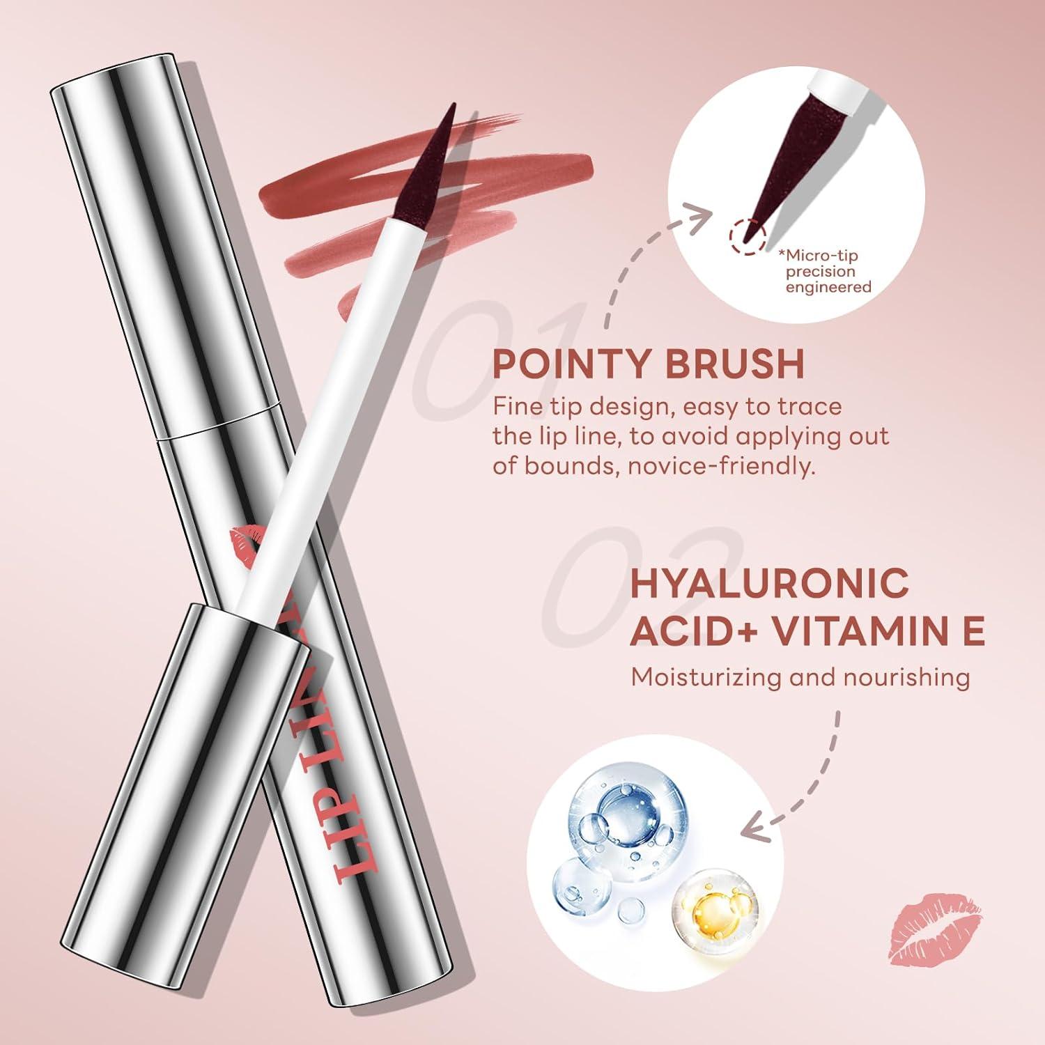 Set de Tinte Labial Despegable 4 Colores con Pincel Fino