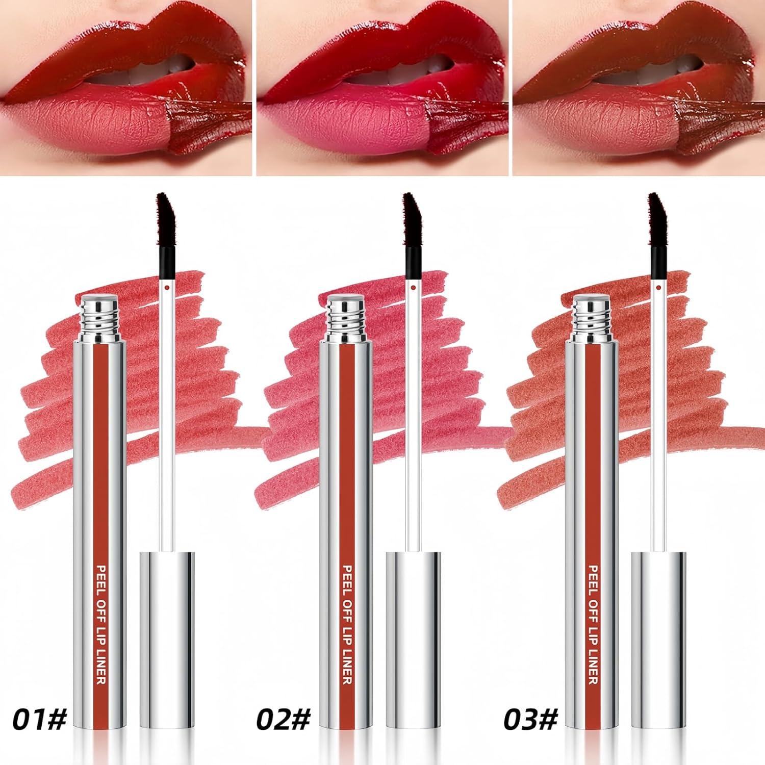Tinte para Labios Peel Off GOERTI, 3 Colores Mate Larga Duración