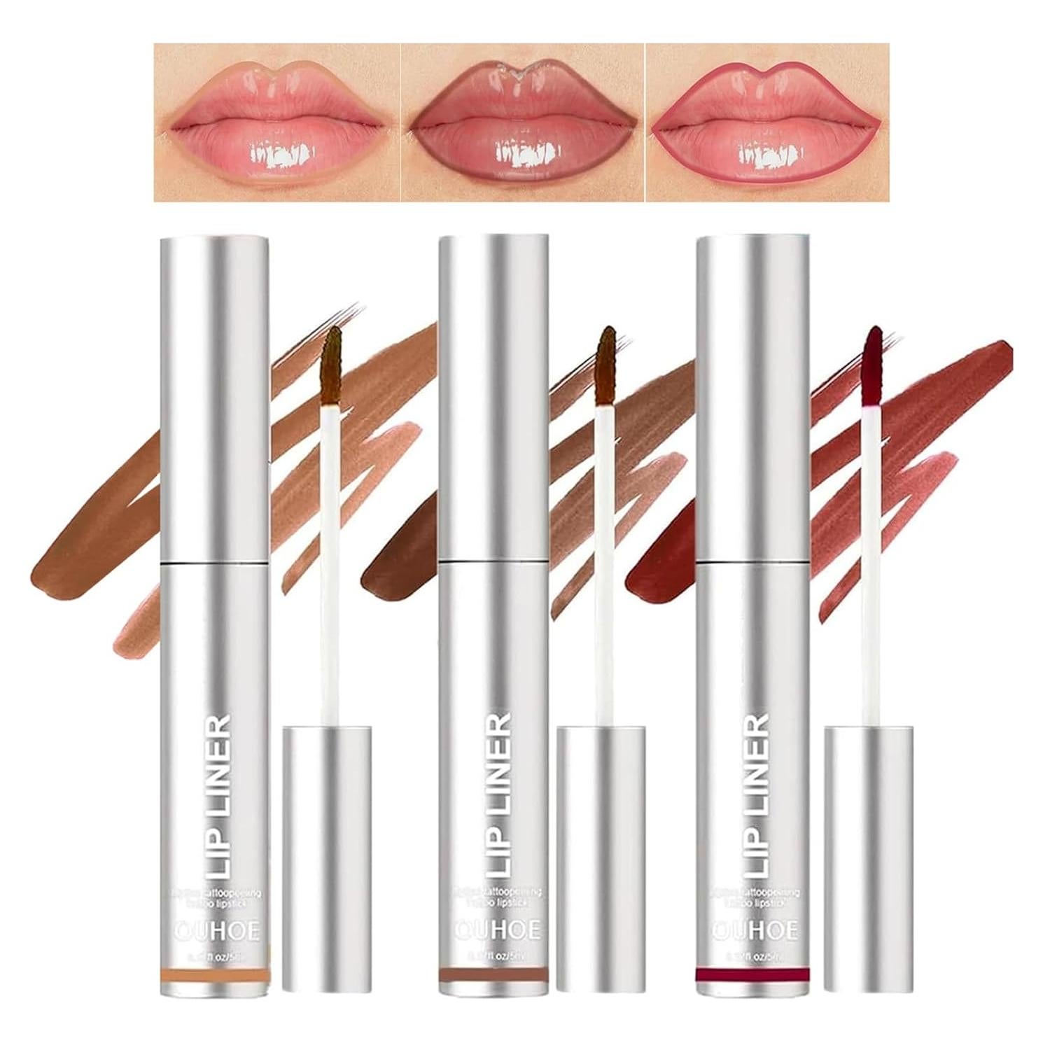 3 Colors Peel Off Lip Liner Tattoo, Peel Off Lip Stain with Matte Finish, Long Wear Lip Liner Lipstick, Long Lasting, Waterproof, Transfer-proof, Highly Pigmented Color Makeup for Women